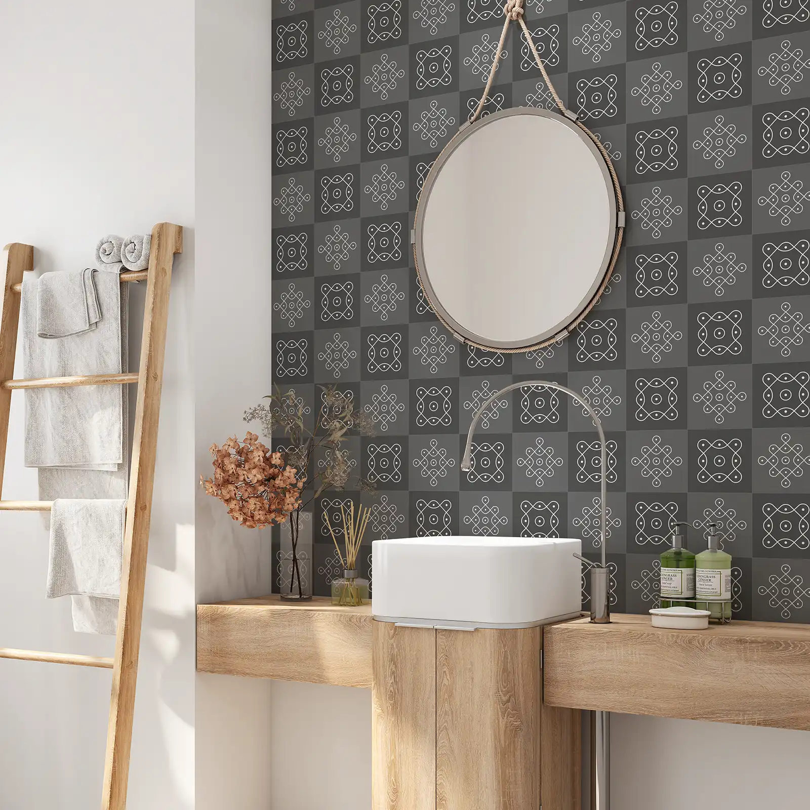 Peel and stick tile stickers - Decorative Monochrome Vector