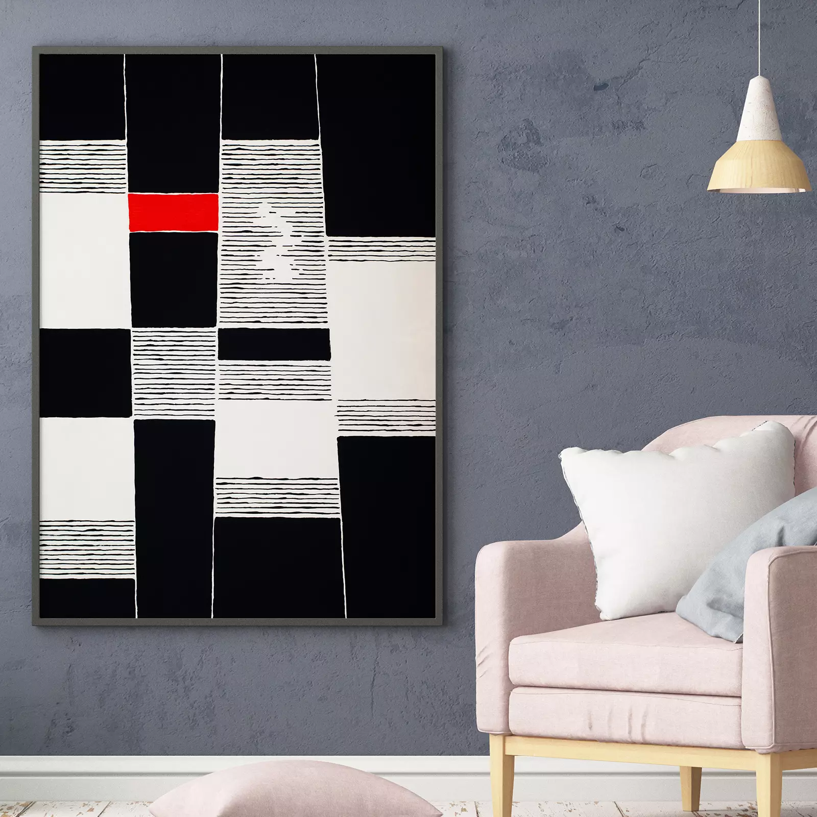 Monochrome Abstract Painting with Some Roughly Brushwork