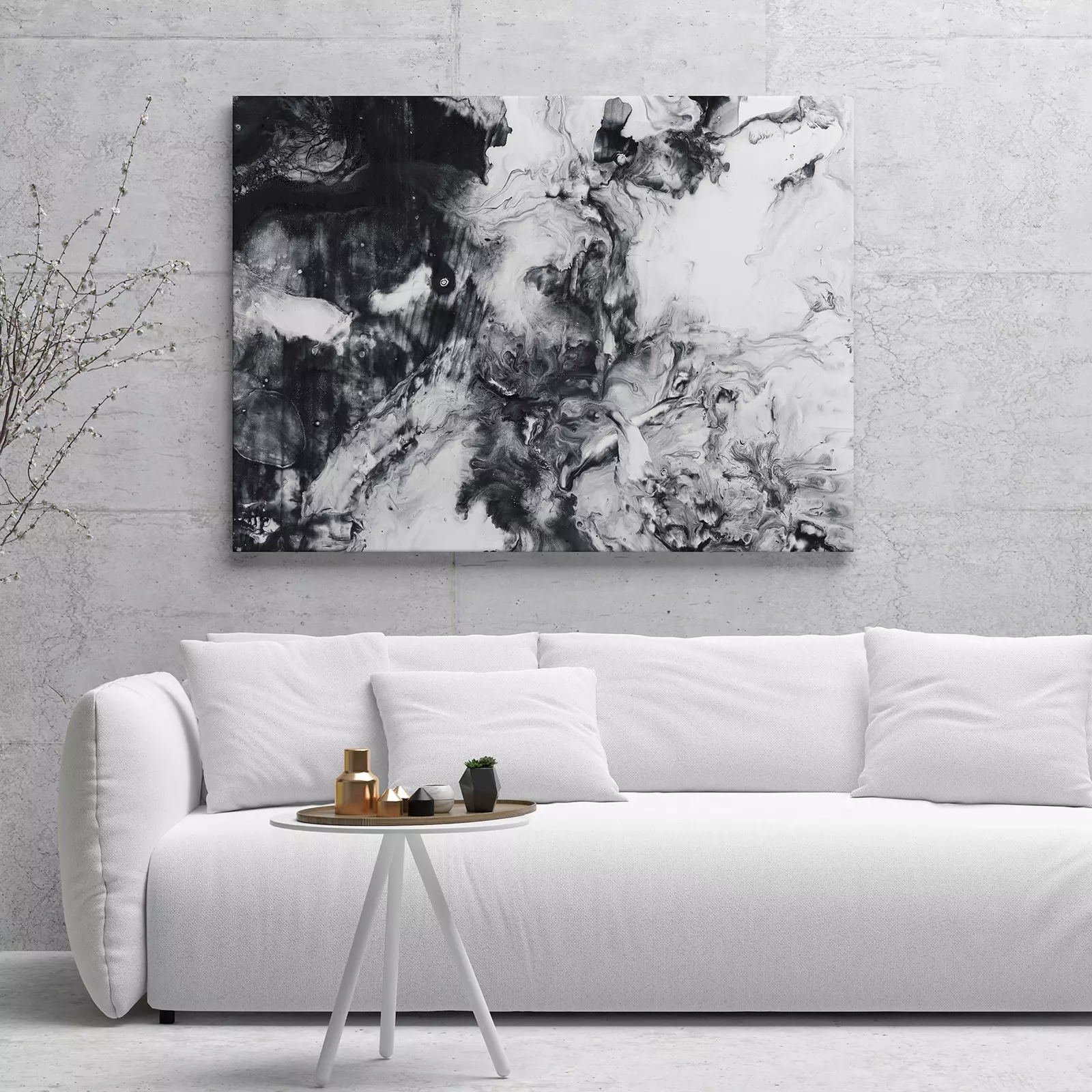 Abstract Hand Painted Black and White Background, Acrylic Painting on  Canvas – Merawalaprint - Abstract