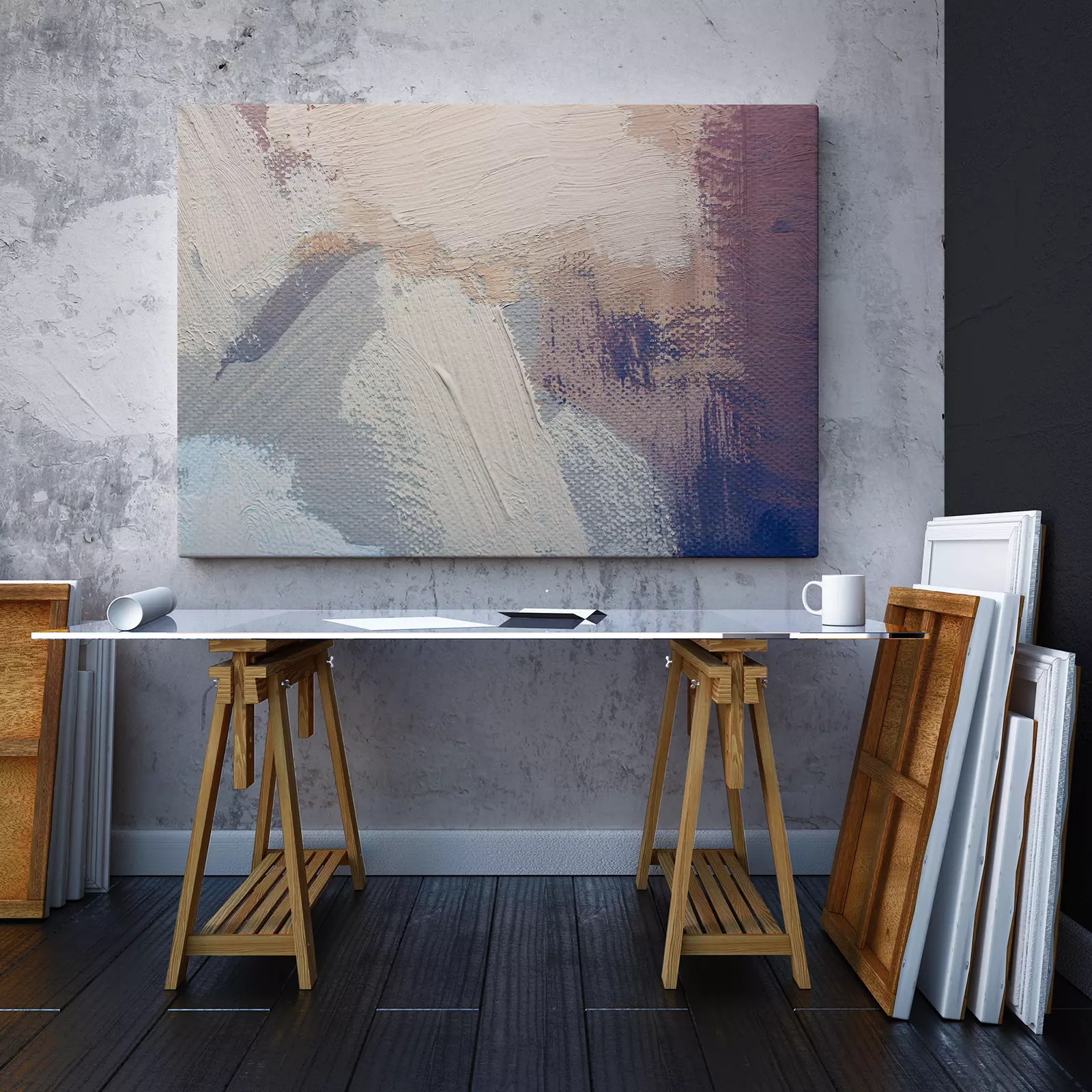 Artists oil paints multicolored closeup abstract background