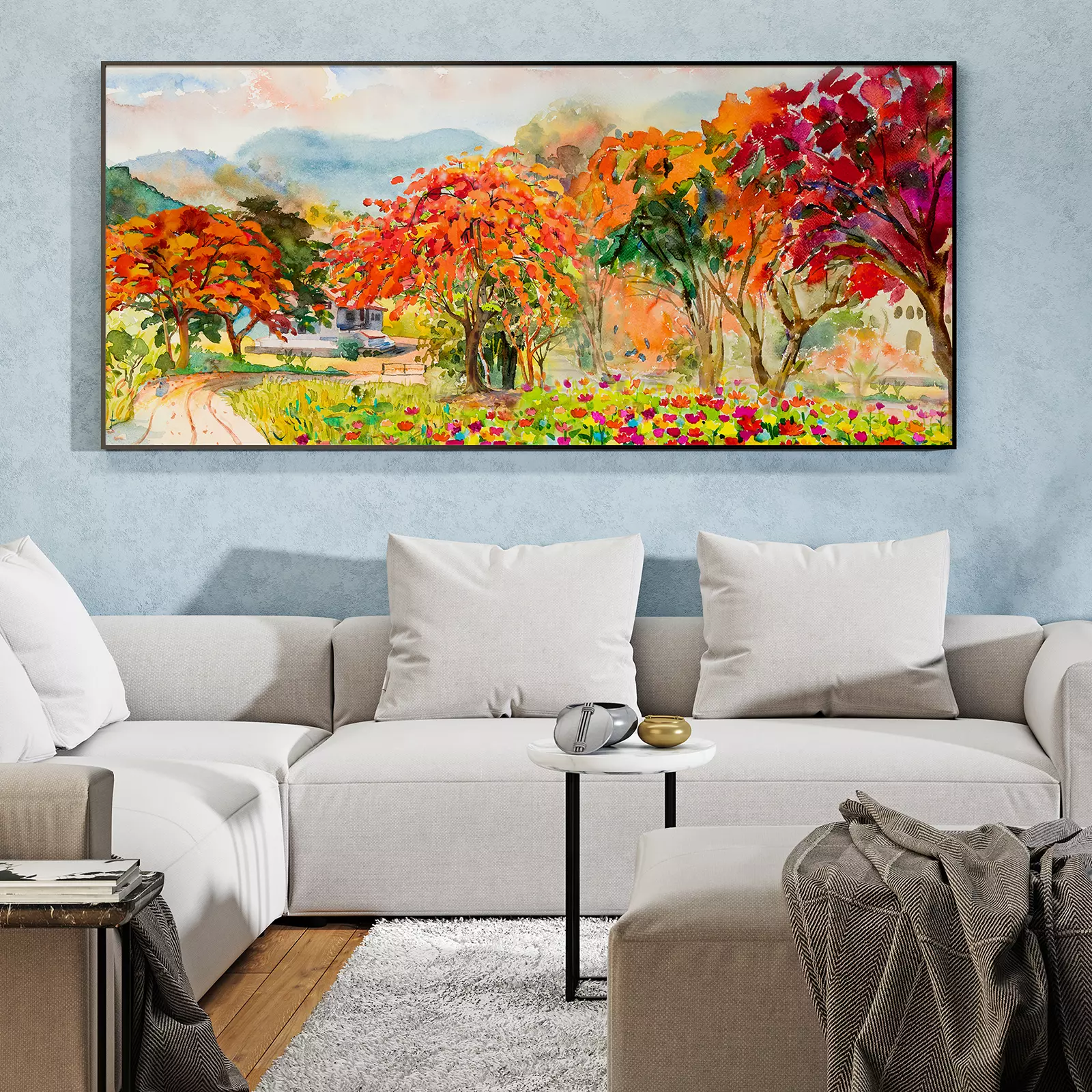Autumn Trees, Watercolor Painting