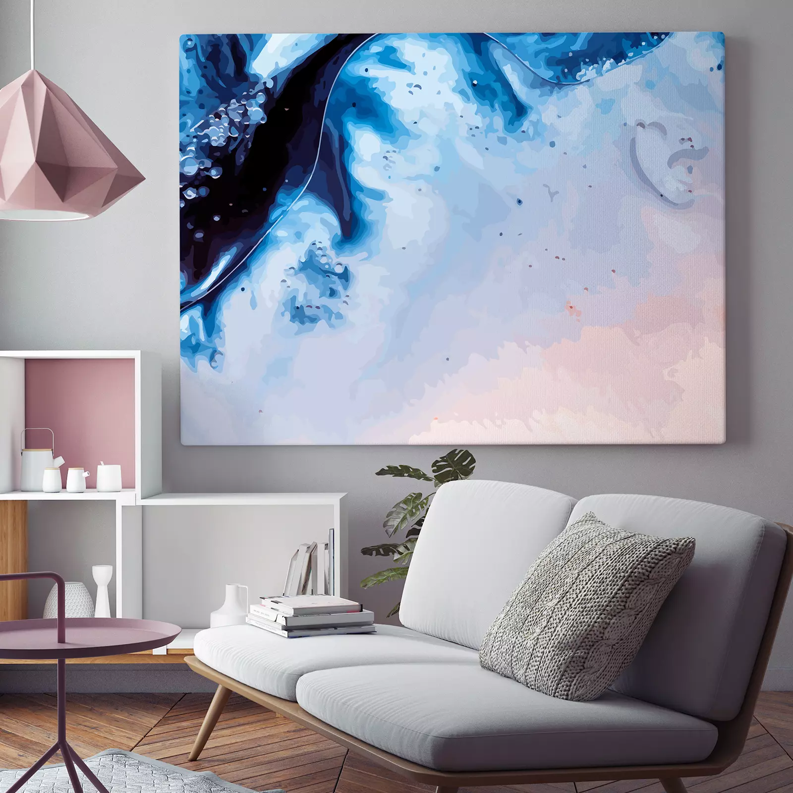 Blue & Pink, Marble Art