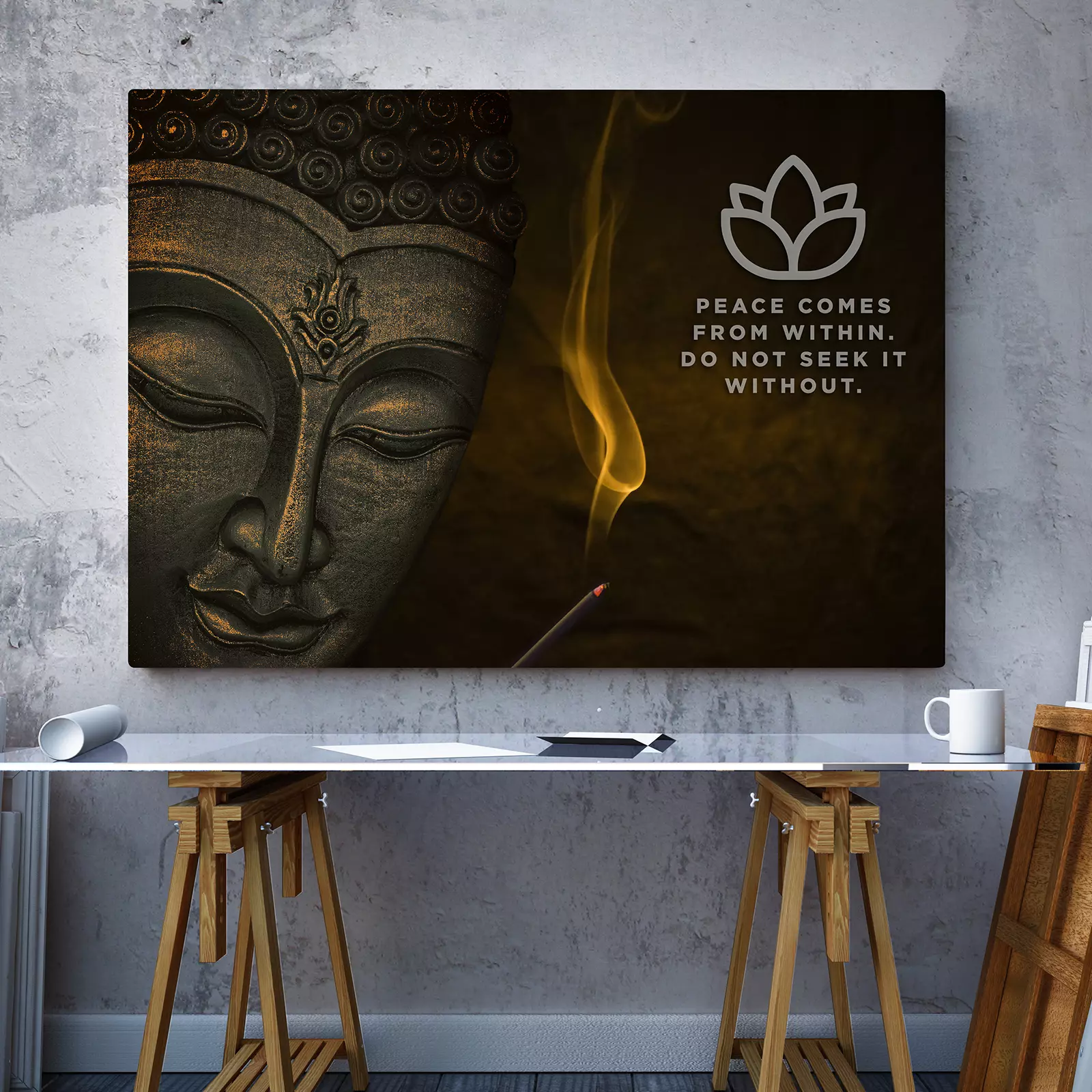 Buddha Image with Incense, Digital Painting