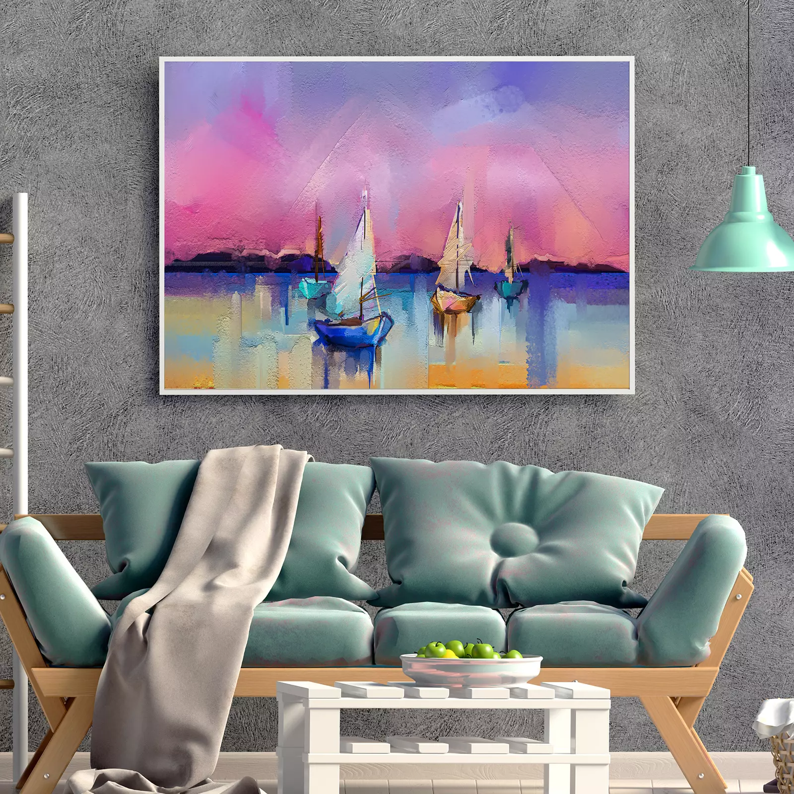 Impressionism, Seascape Paintings with Sunlight in The Background