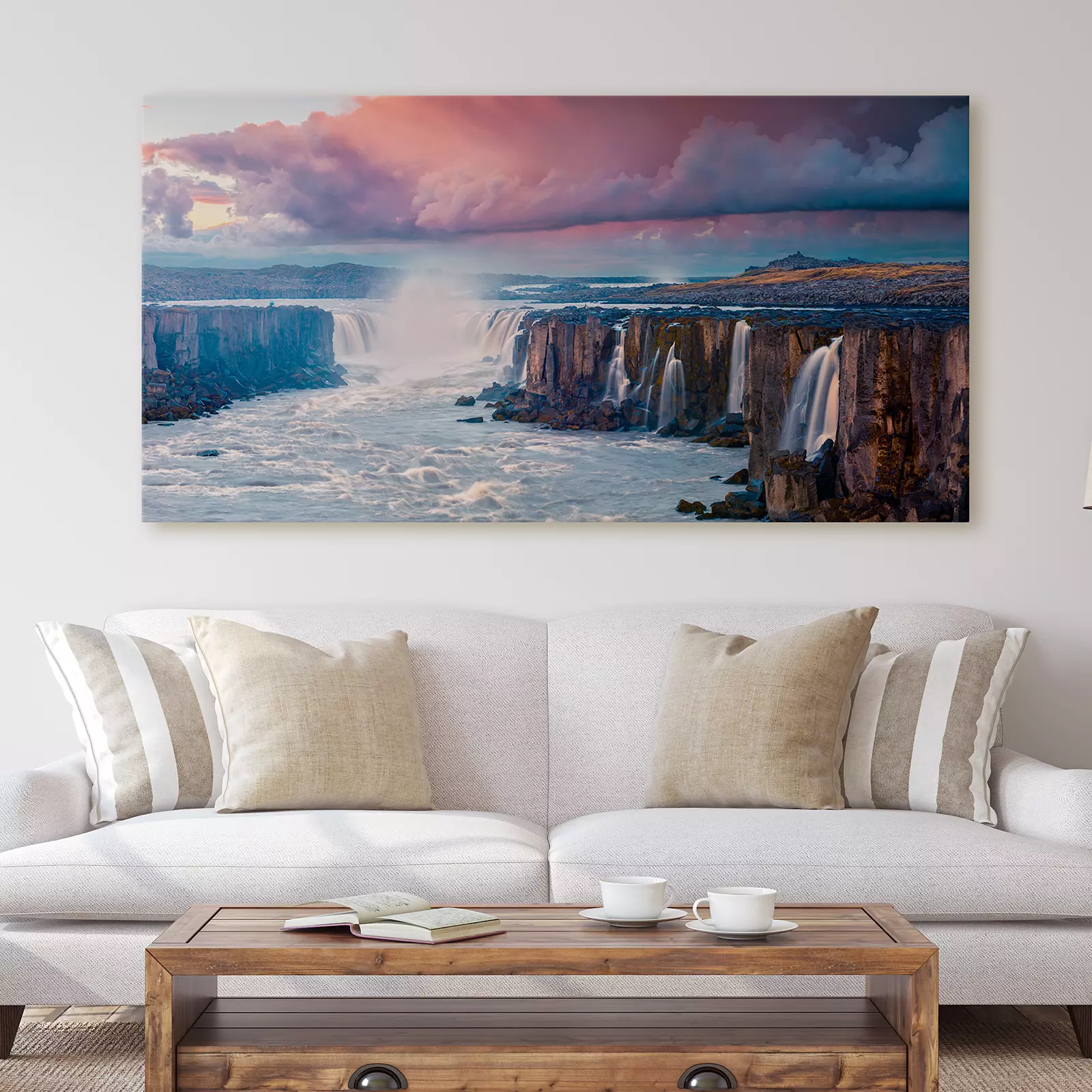 Sunrise On Selfoss Waterfall In Iceland