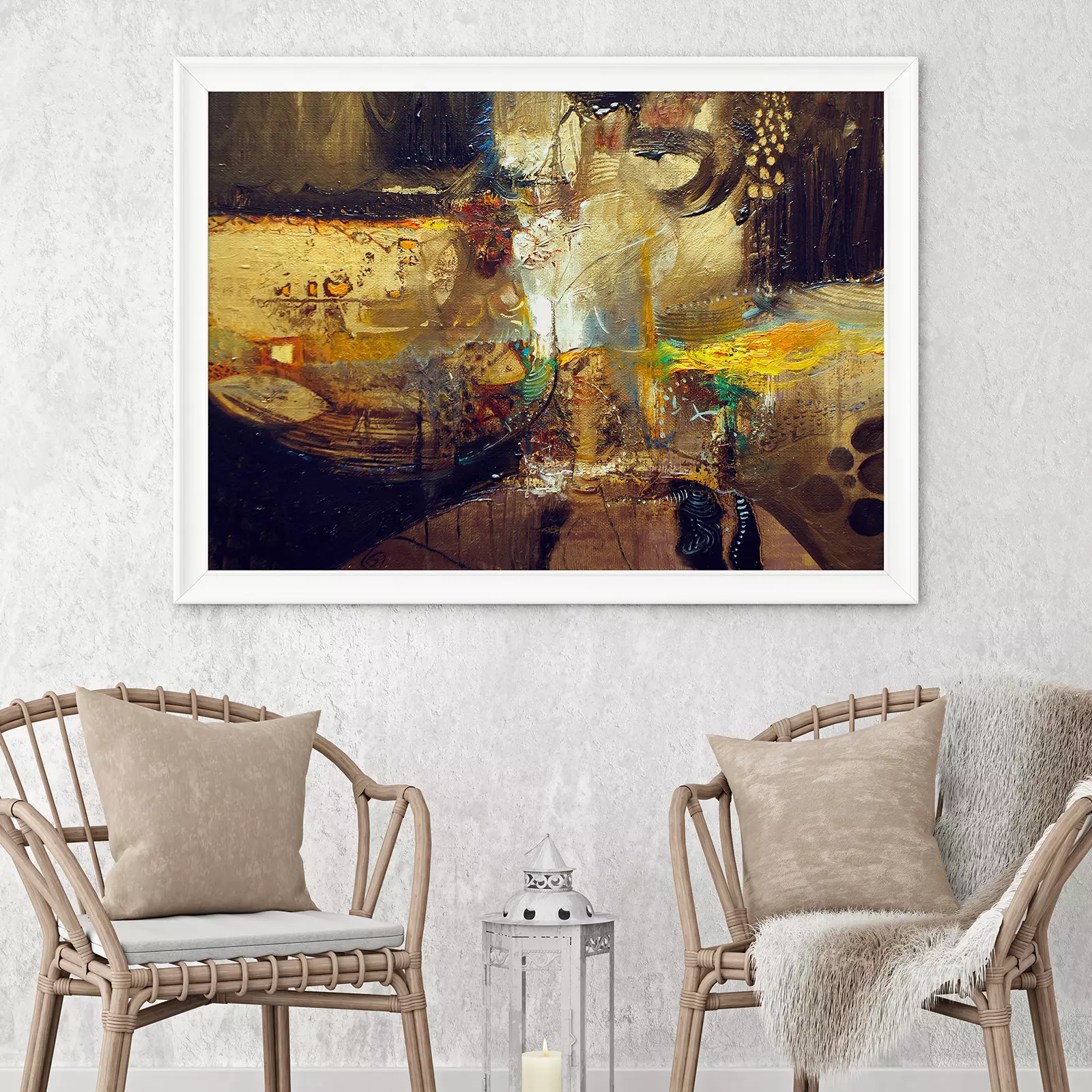 Egyptian Modern Art Painting In Golden Colors