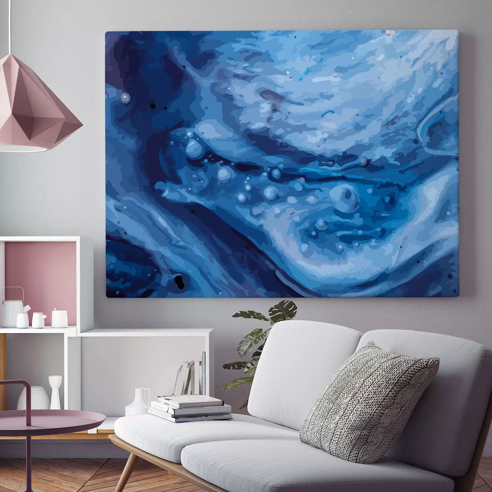 Marble Art Blue Paint Flow