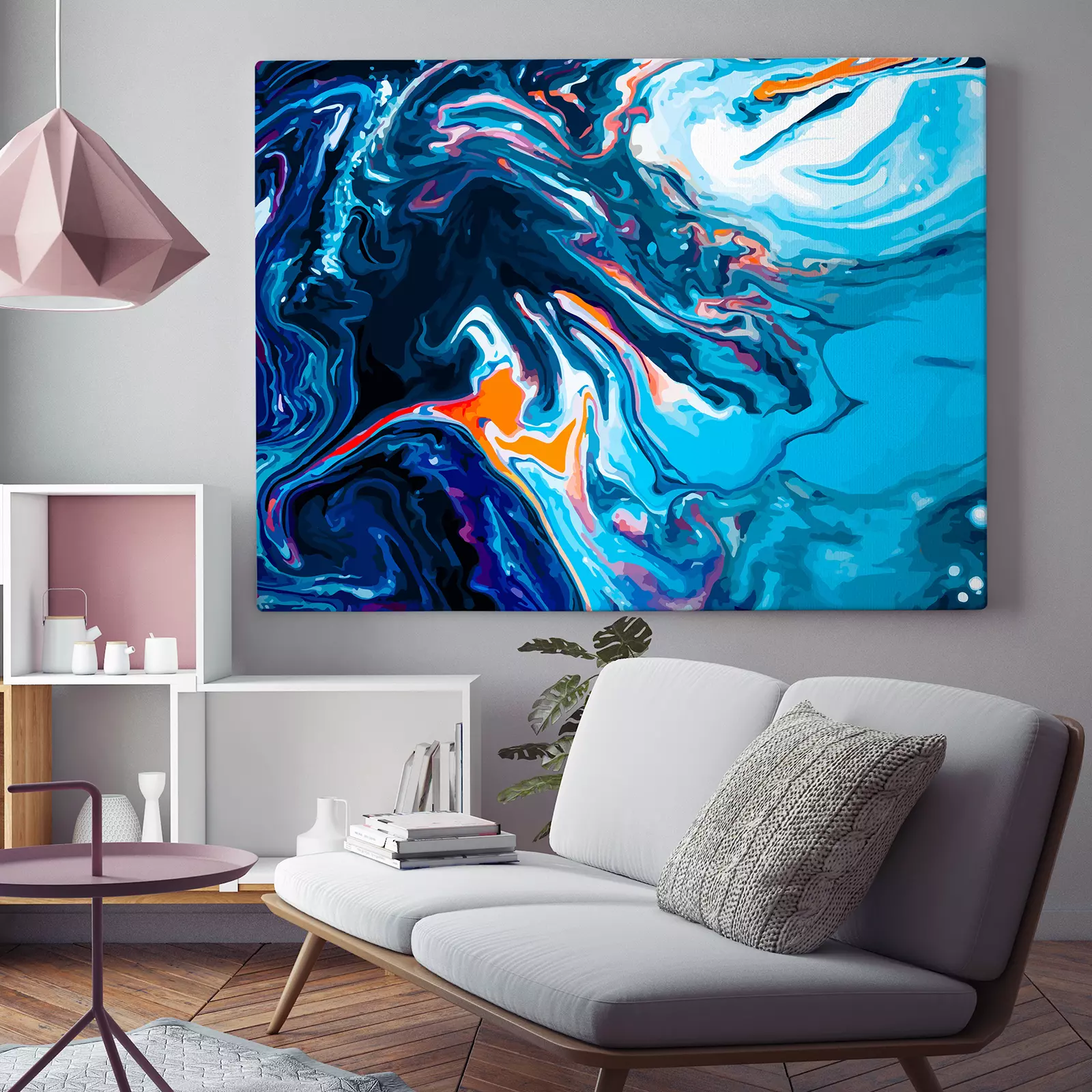 Marble Art, Oil Painting in Blue