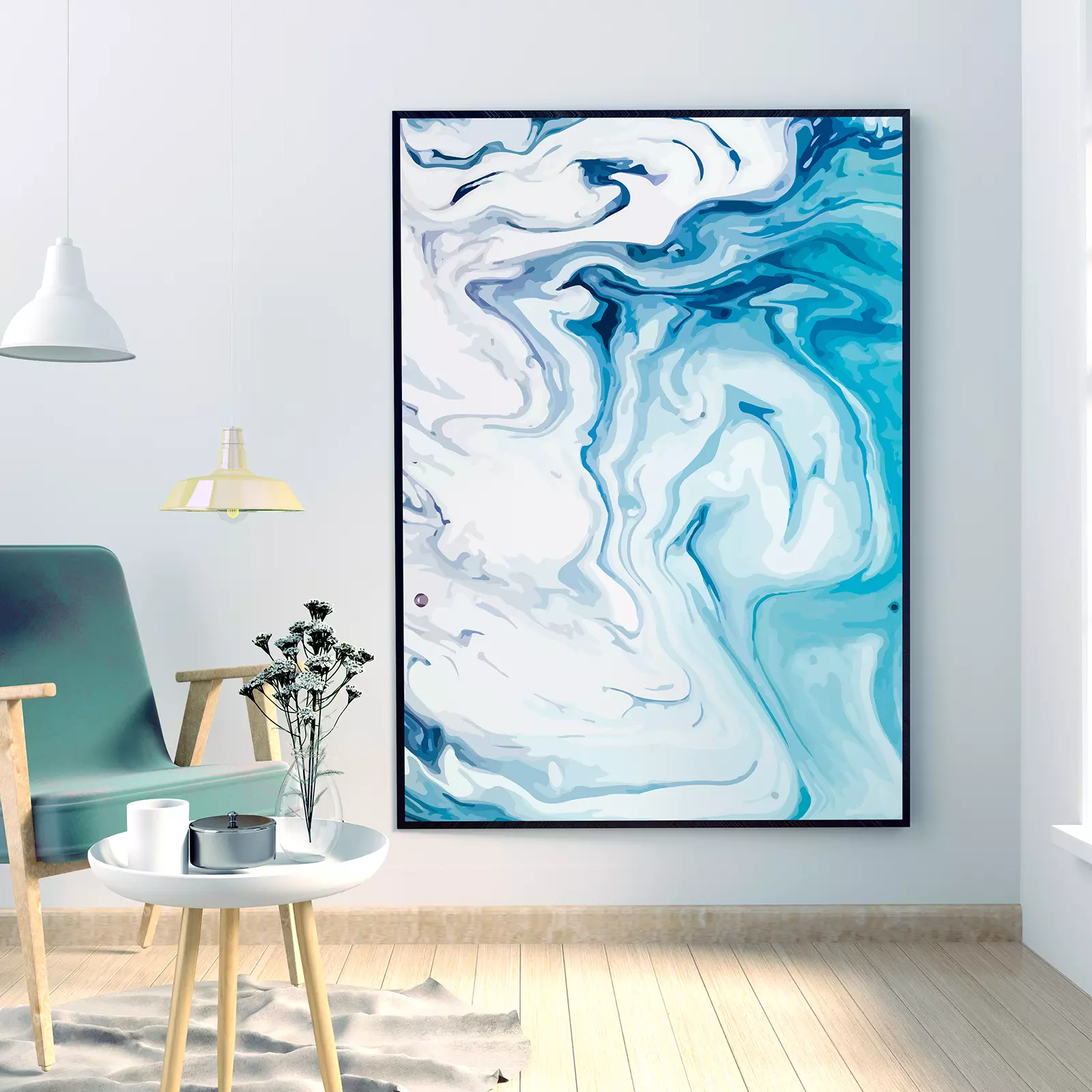 Marble Vector Art in Blue & White