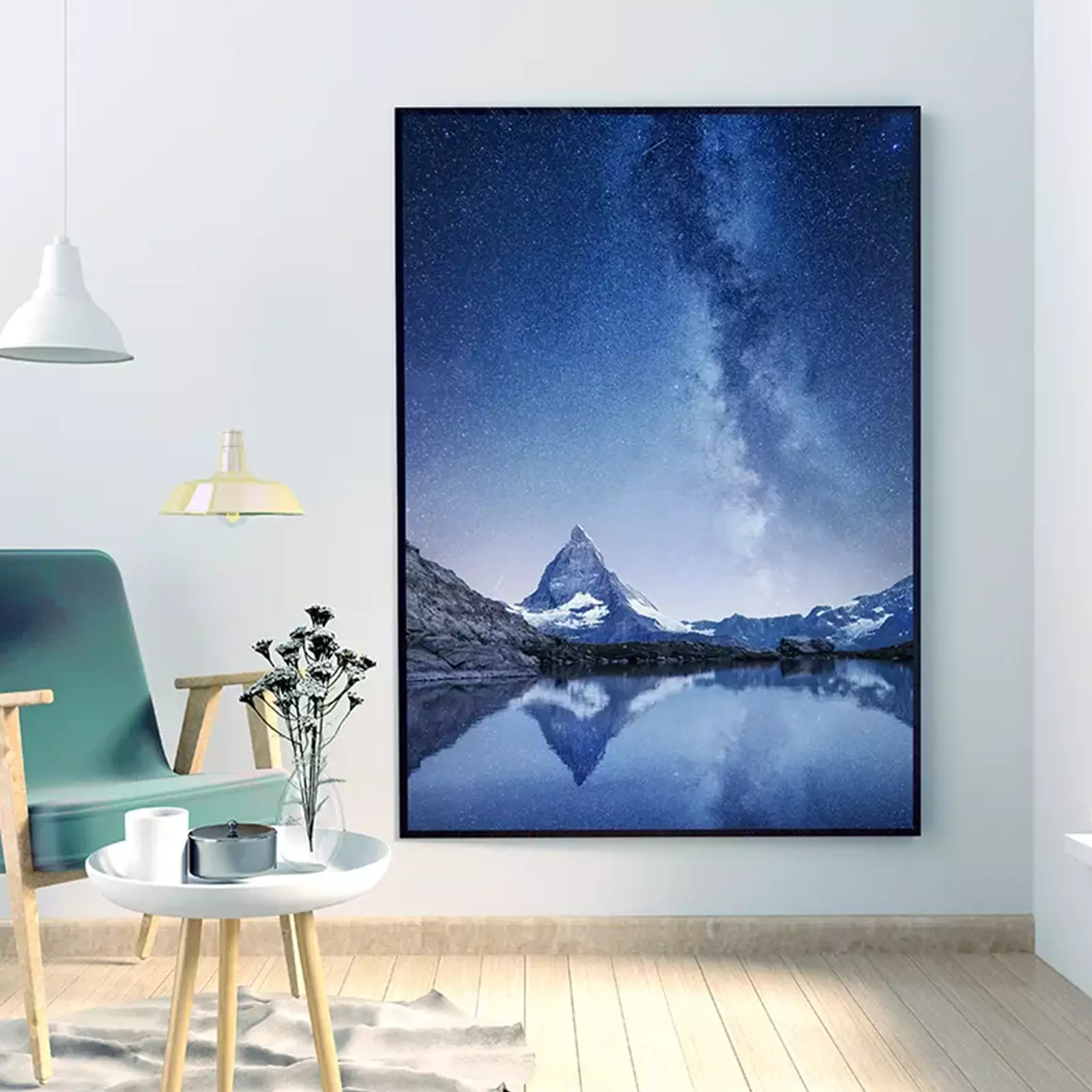 Matterhorn Reflection on Water at Night in Switzerland