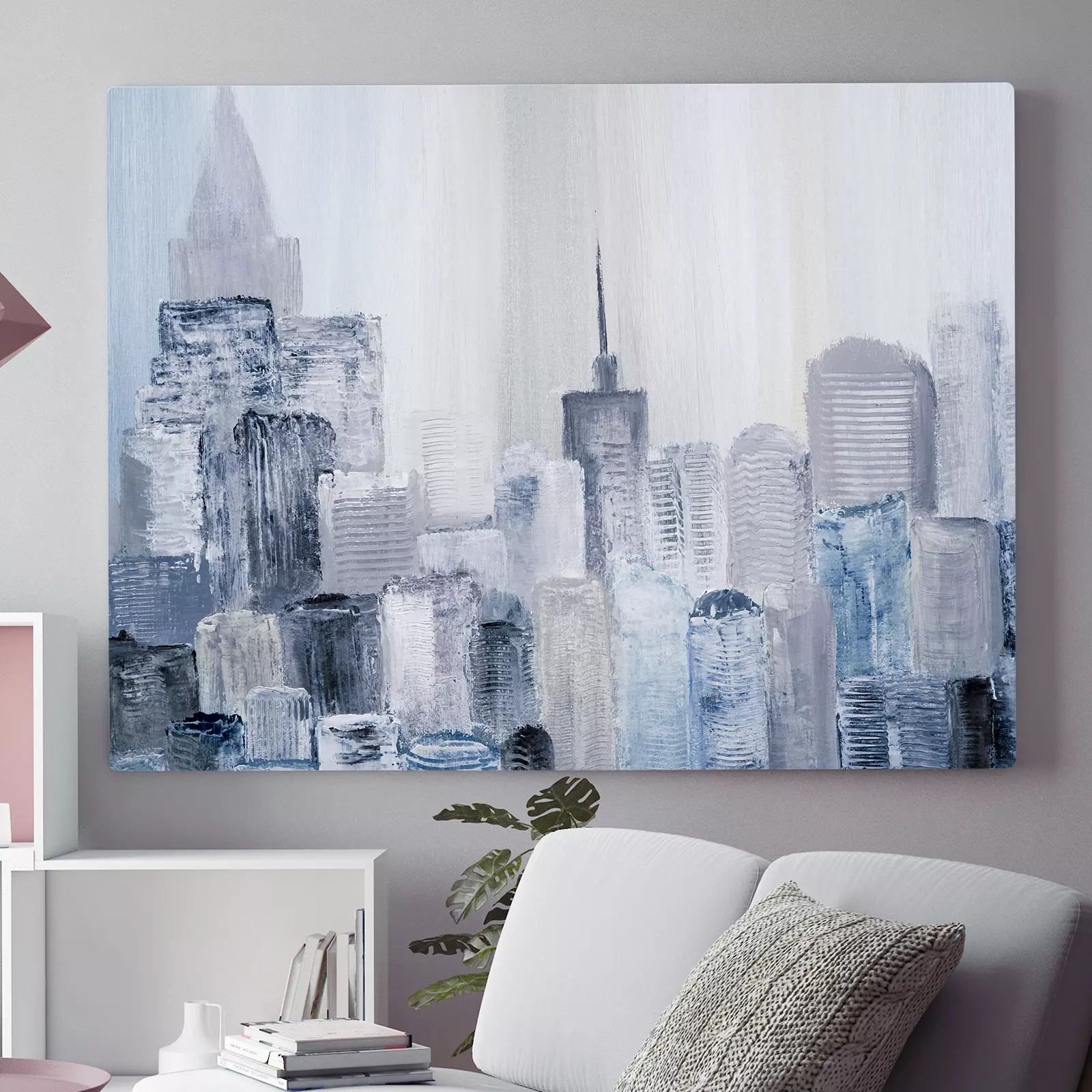 Abstract city of acrylic painting on canvas