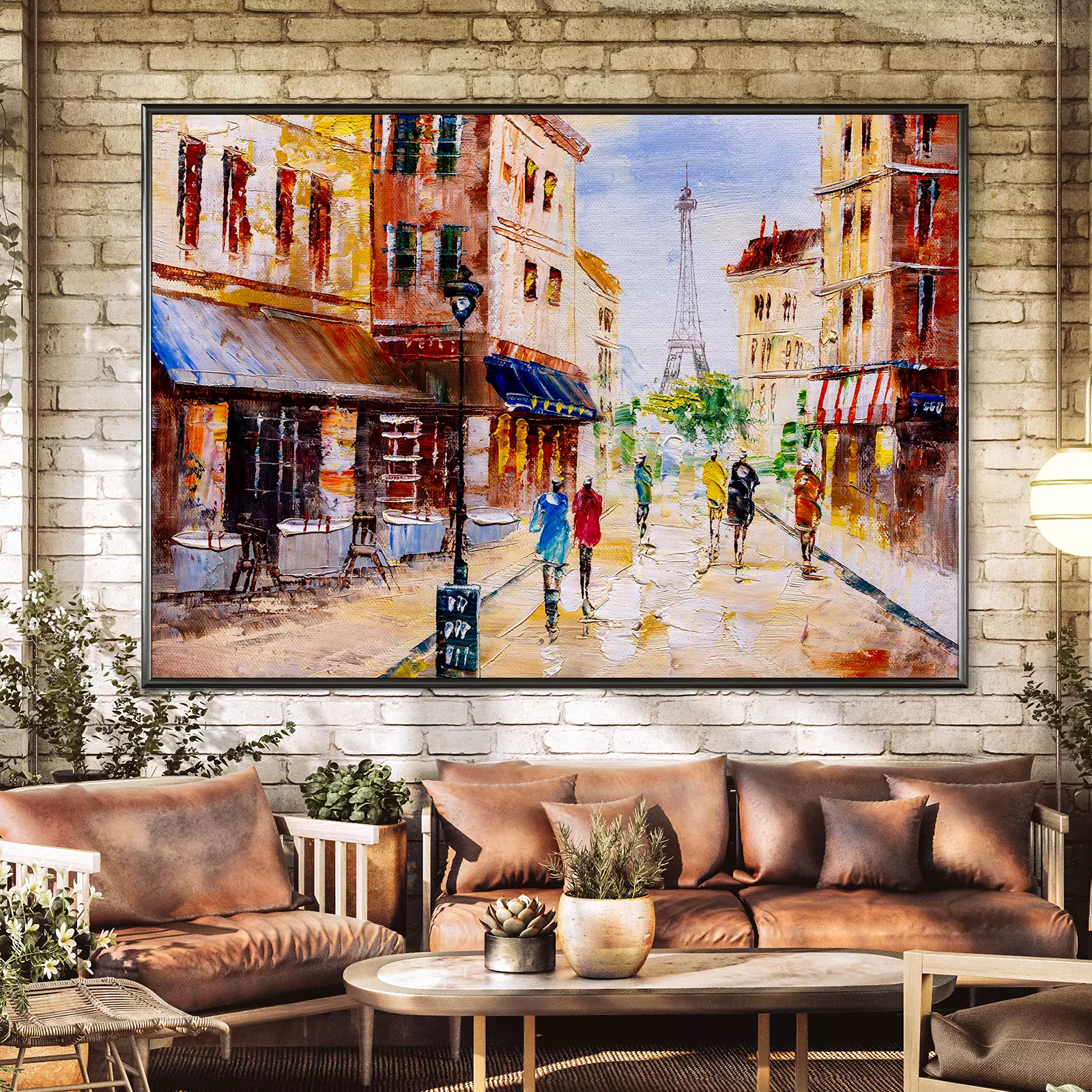 Beautiful Street View of Paris with hard brush strokes