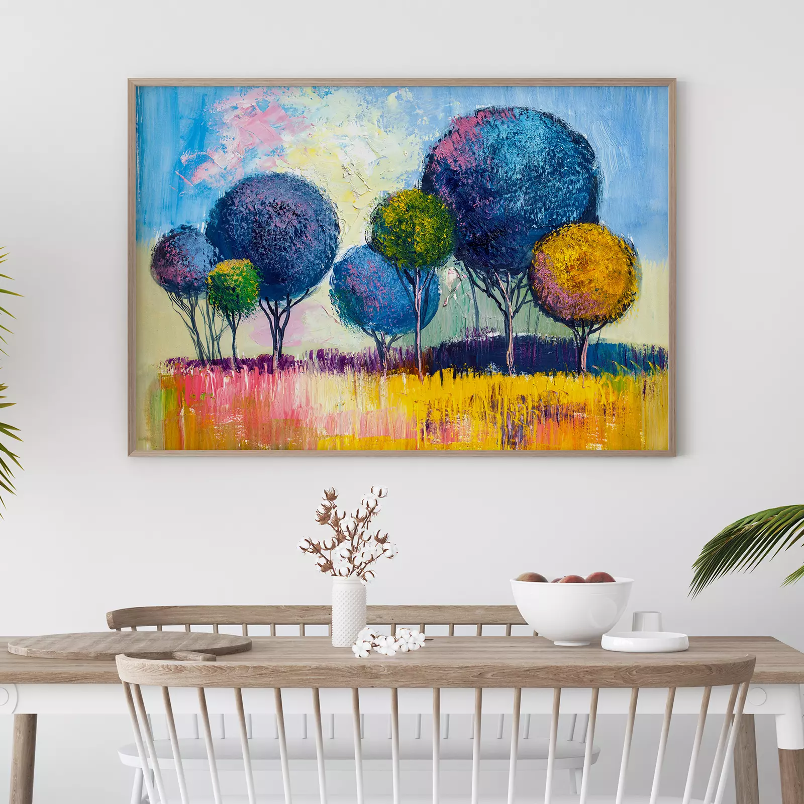Hand Painted Colorful Tree in The Field