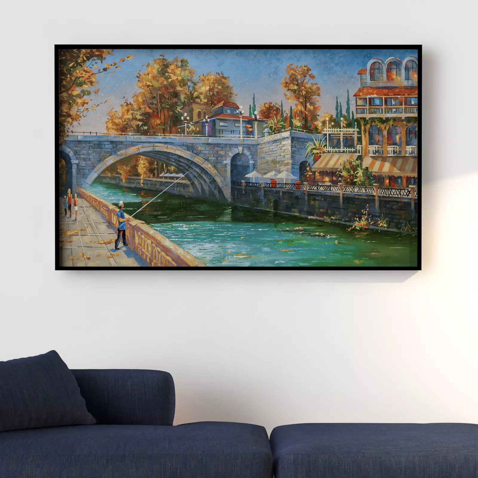 Fisherman on the embankment of the river Sochi
