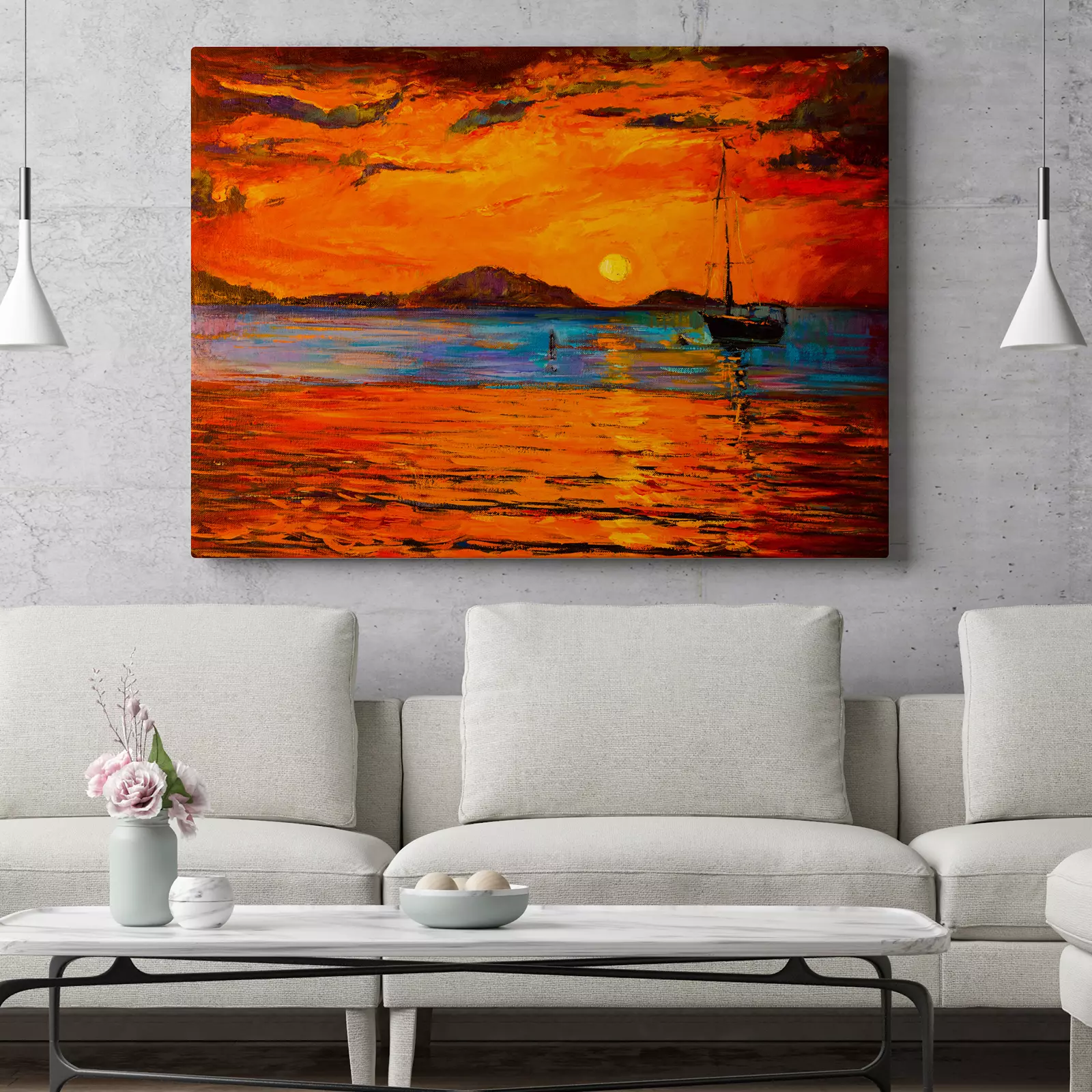 Oil Painting on Canvas, Sunset Over The Ocean, by Nikolov