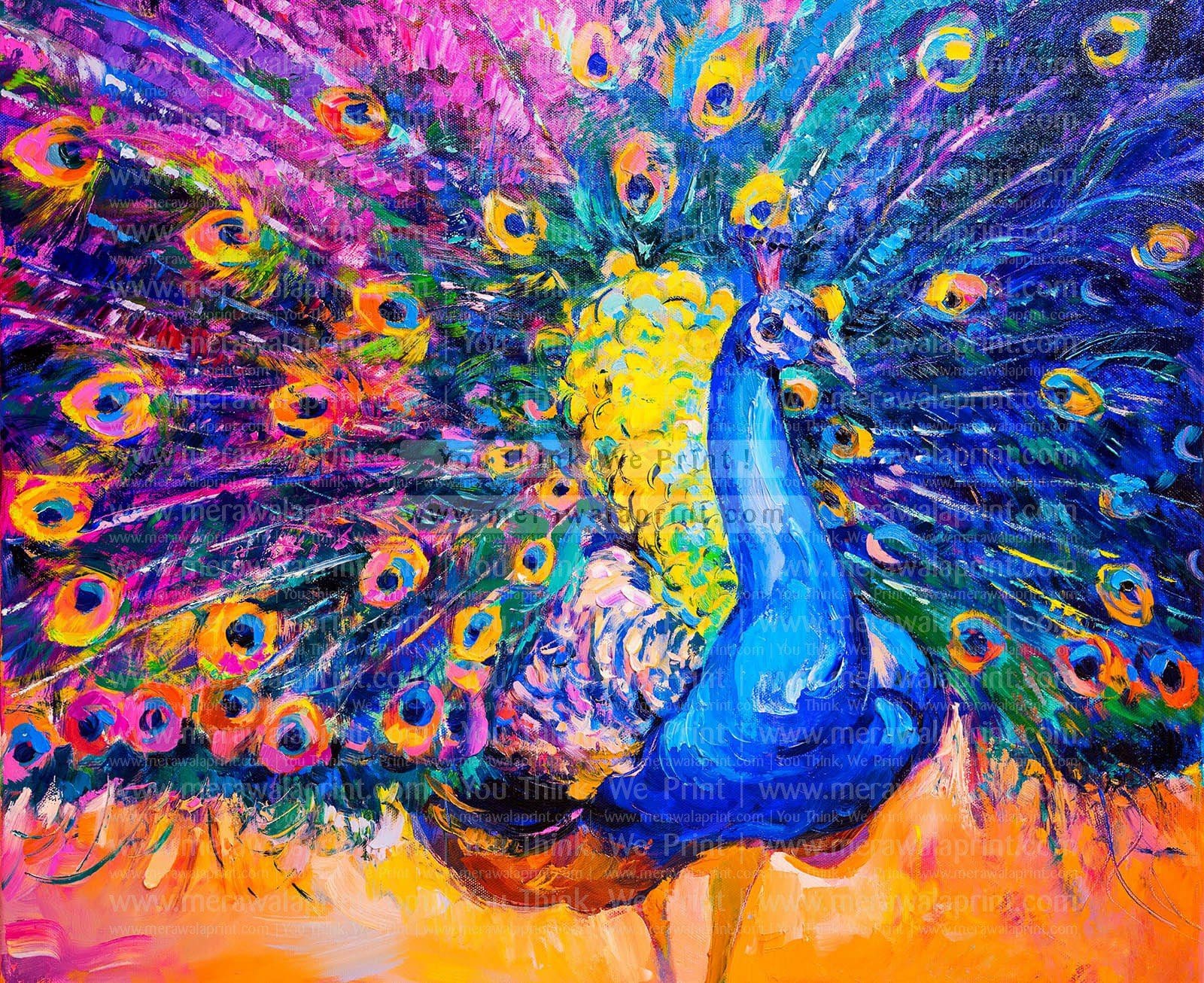 Oil Painting On Canvas. Colorful Peacock. Modern Art – Merawalaprint ...