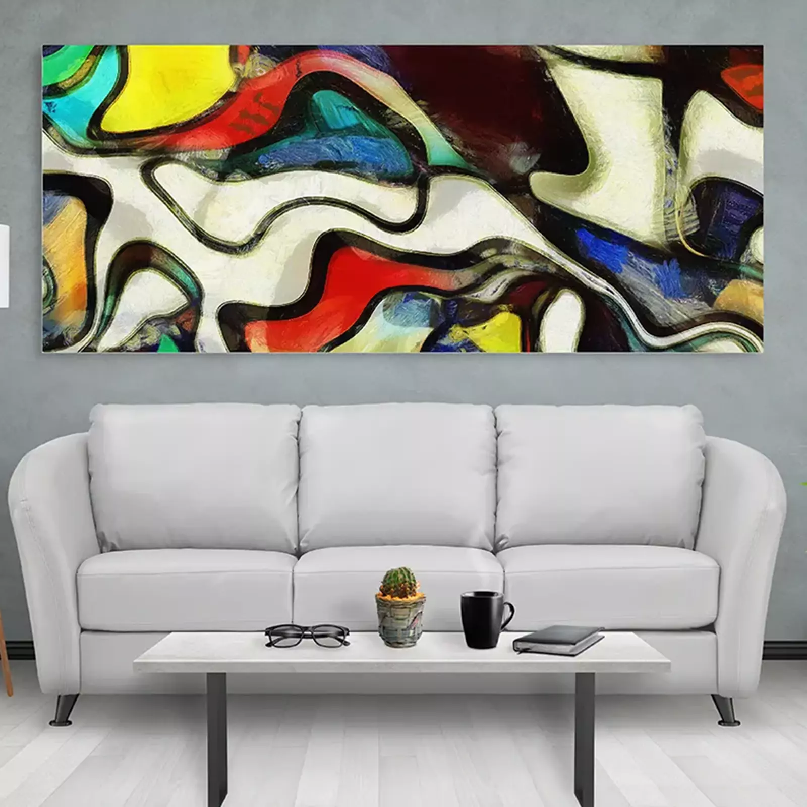 Swirling Shapes, Color and Lines. Mondrian Style