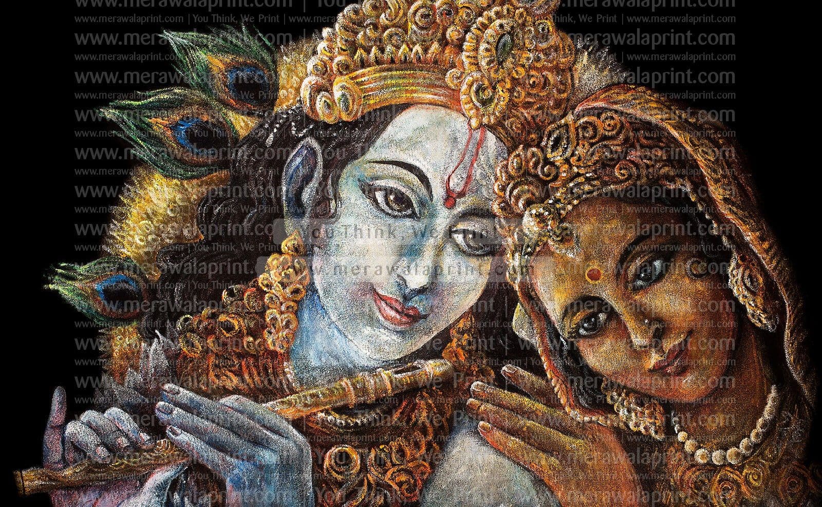 Divine Painting of Radha Krishna - Merawalaprint | canvas painting ...