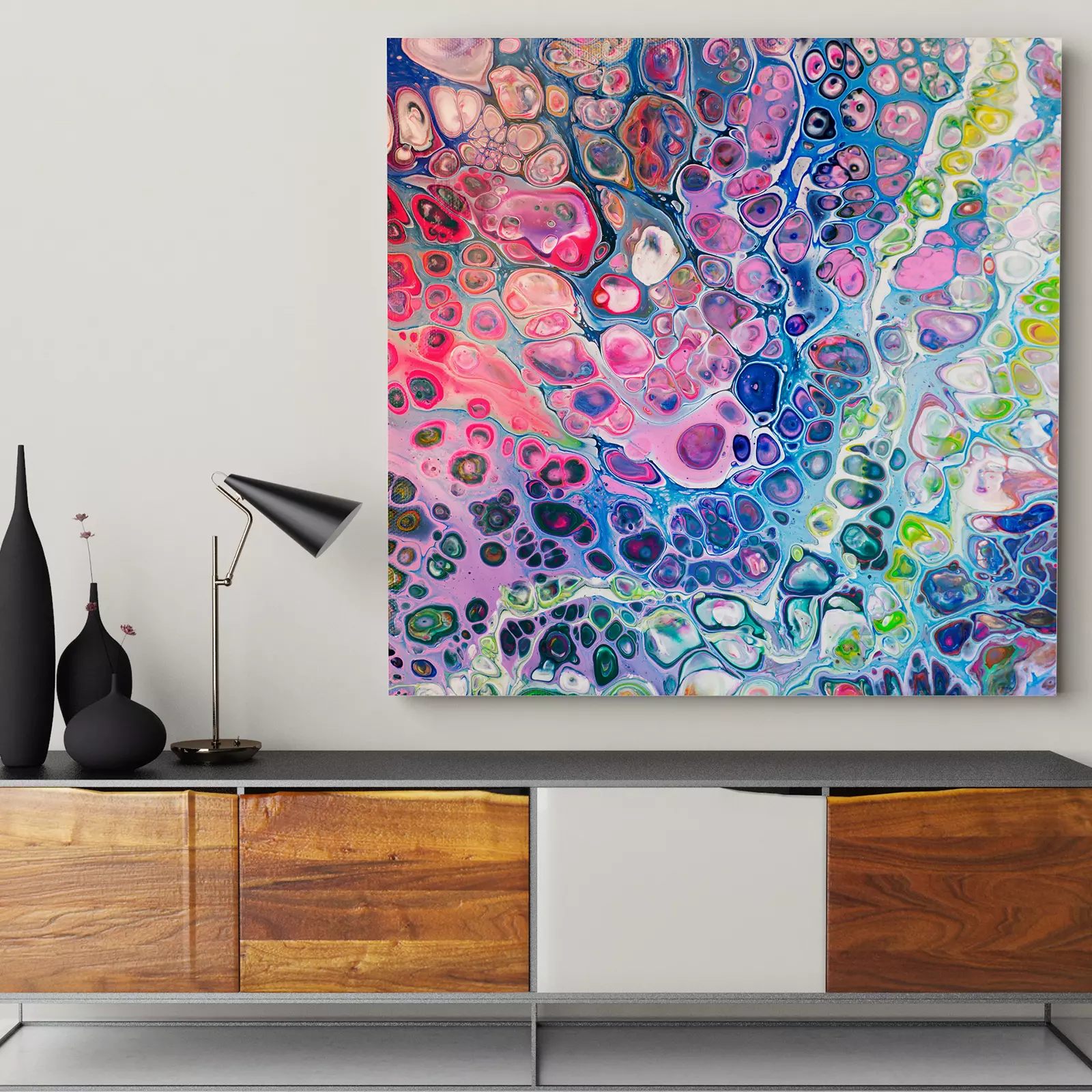 Abstract Art, Acrylic Pouring Background in Pink & Blue – Merawalaprint ...