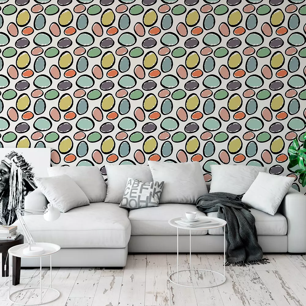 Abstract geometric seamless hand drawn pattern. Modern grunge texture. Colorful brush painted background.