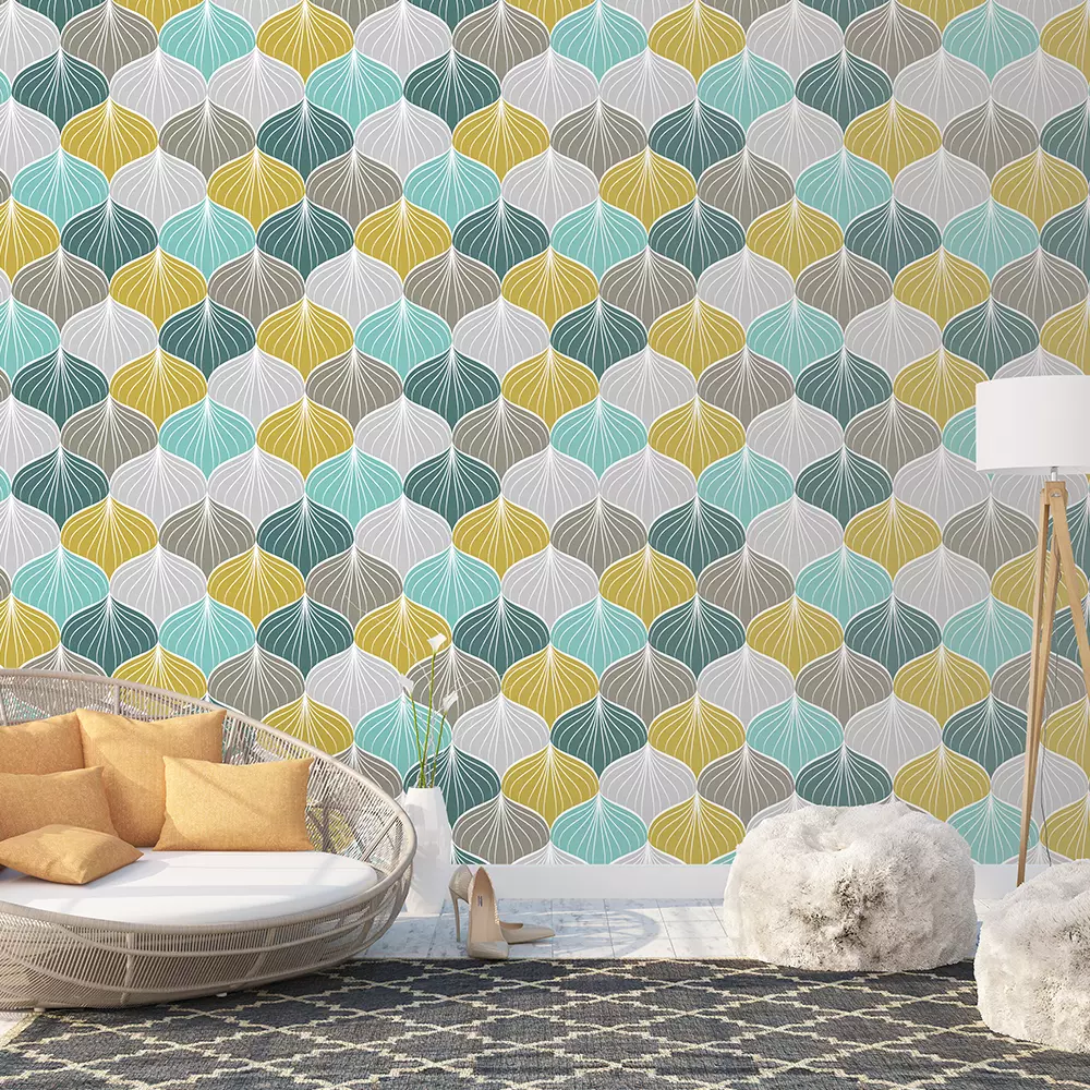 Abstract seamless shell pattern. Vintage style texture.