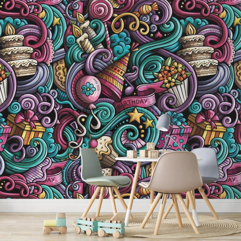 3D Sweets Illustration – Donuts & Treats Wallpaper for Endless Wall Backgrounds, merawalaprint. mera wala print