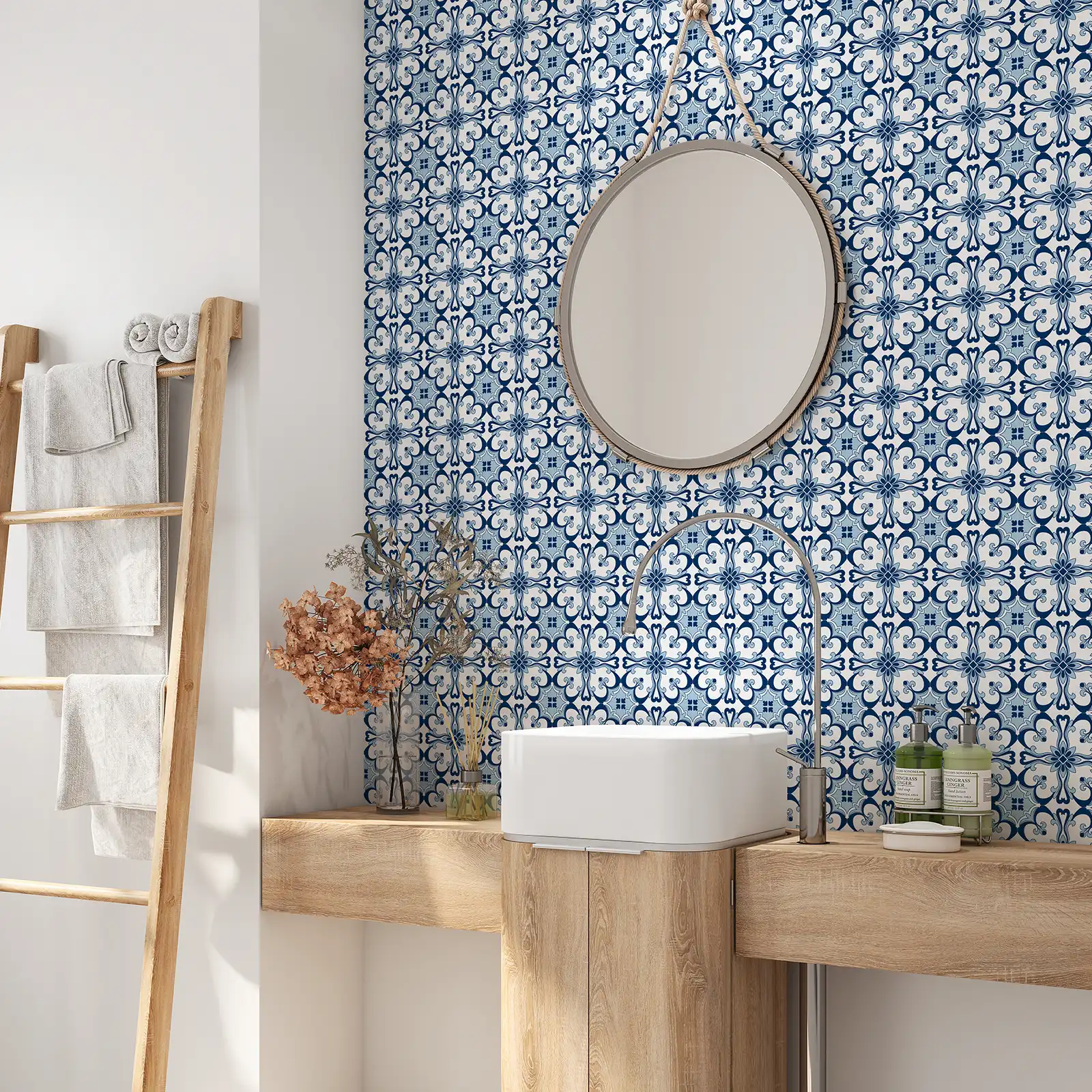 Peel and stick tile stickers - Indigo Portuguese Ceramic