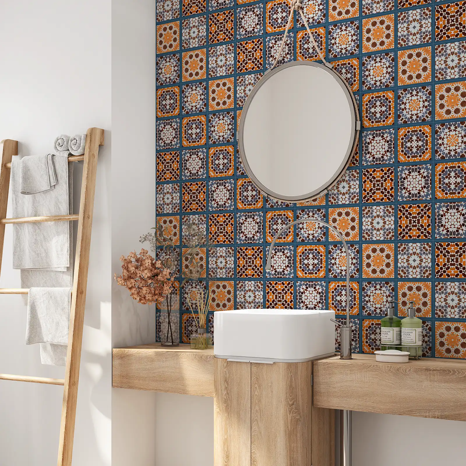 RETRO MOROCCAN MOSAIC HANDCRAFTED TILE DESIGNS. ORIGINAL SET OF TILES ...