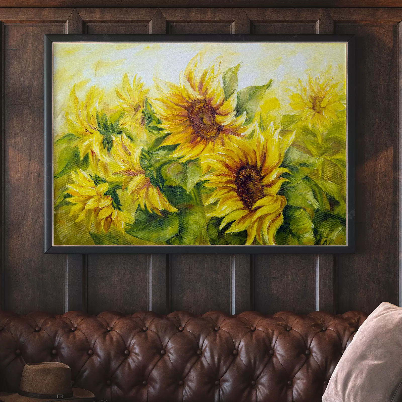 Watercolor Hand Painted Sunflower Field