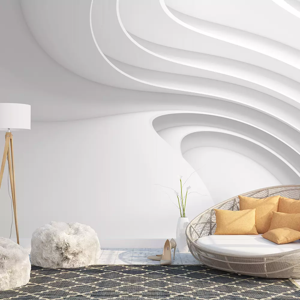 WHITE WAVES ON A WALL