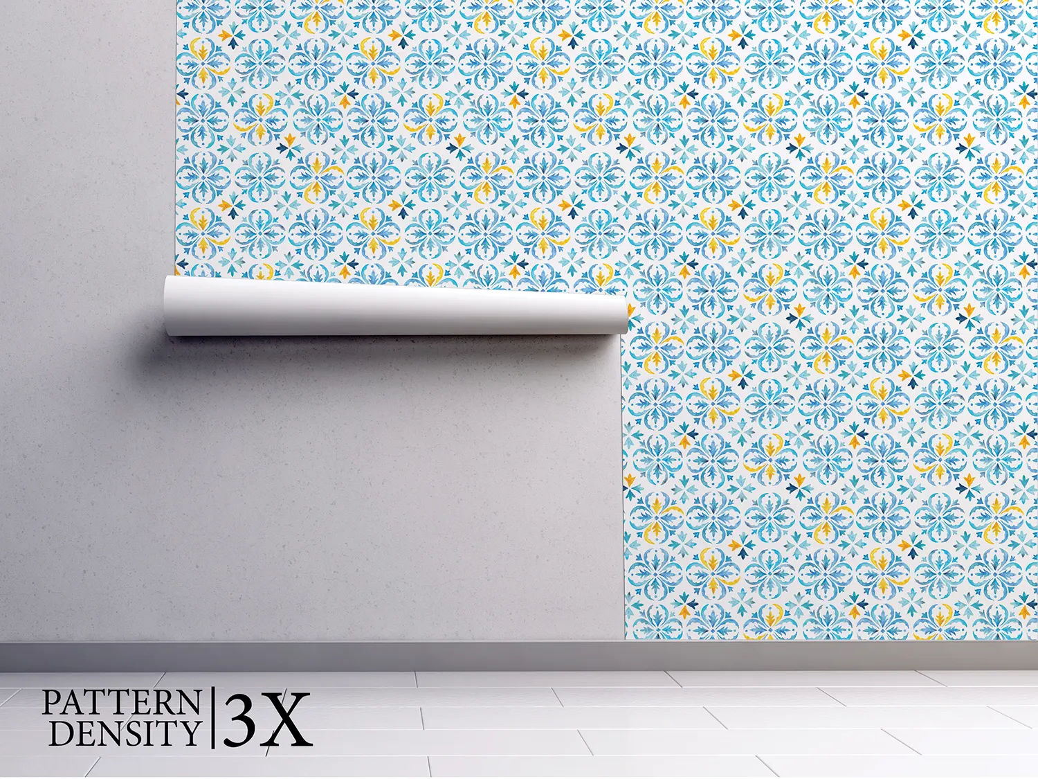 Indigo Moroccan Vintage Wallpaper – Watercolor Seamless Pattern for Elegant Interiors, merawalaprint. mera wala print