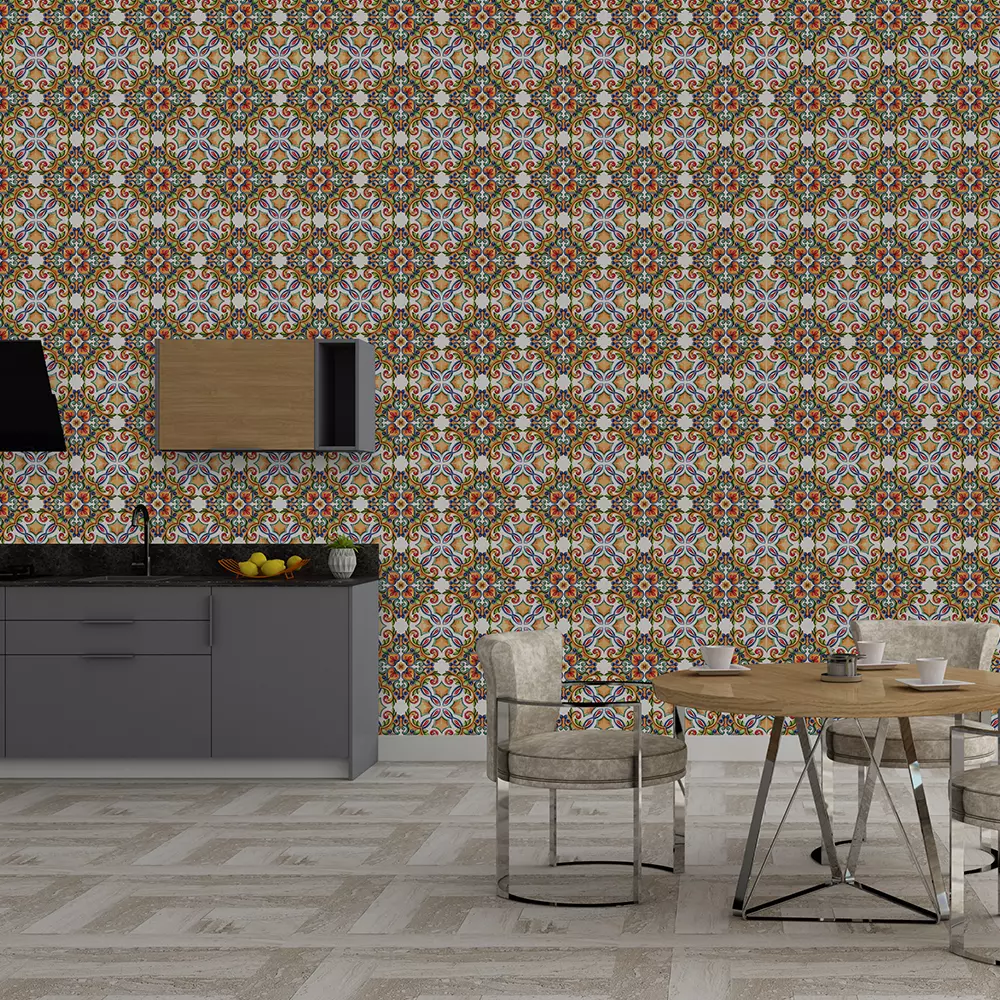 MAJOLICA FLORAL BOLD – Merawalaprint - Ceramic Wallpaper