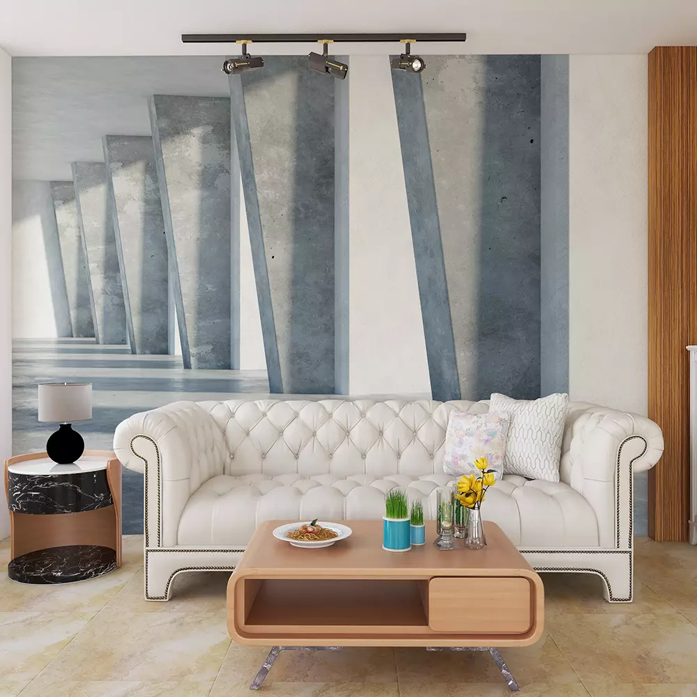 Grunge concrete room interior with daylight