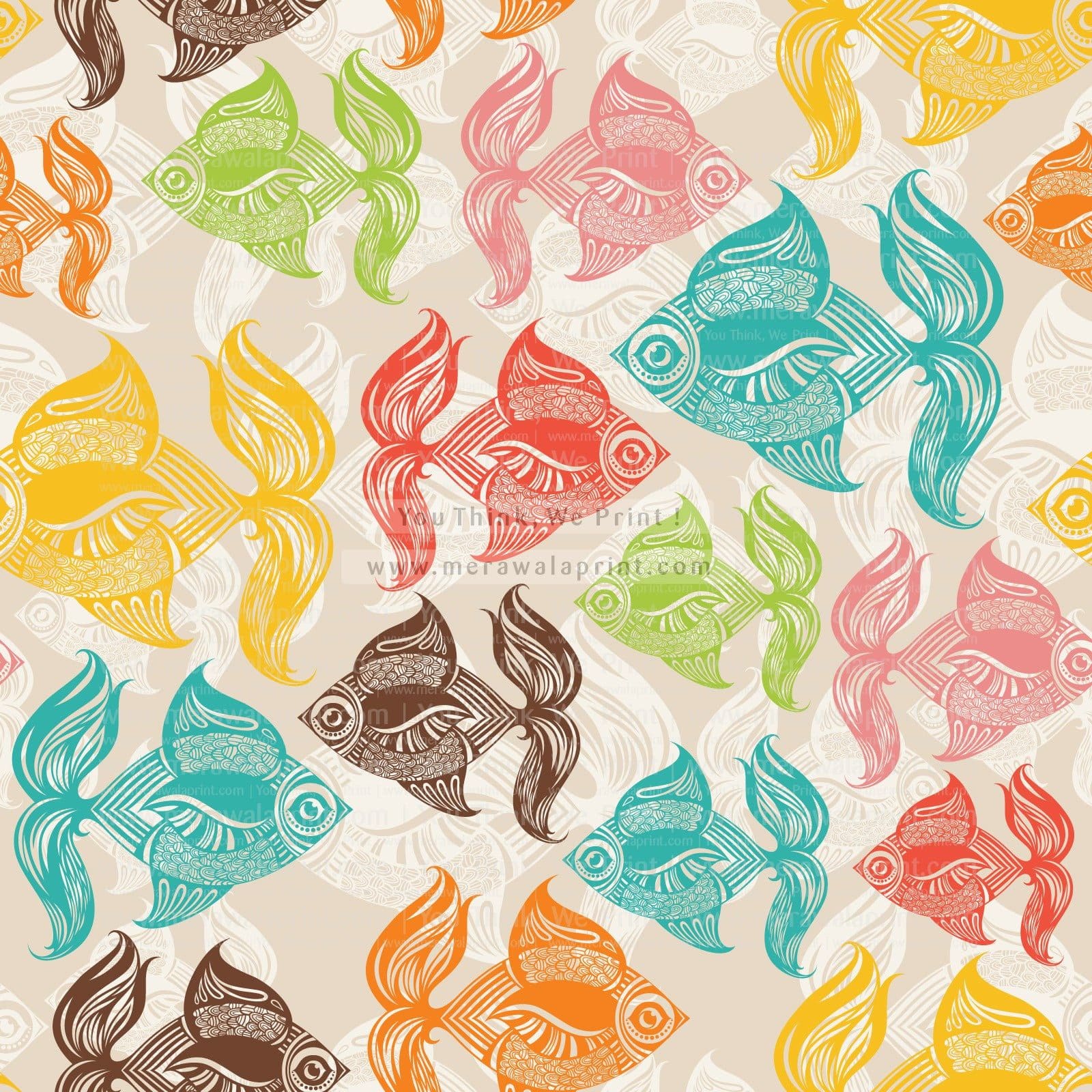 PASTEL FISH – Merawalaprint - Aqua Wallpaper