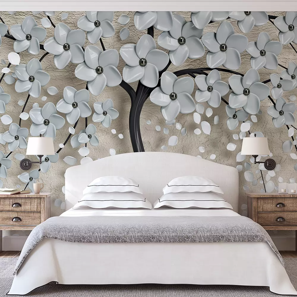 3d illustration of flowers on tree