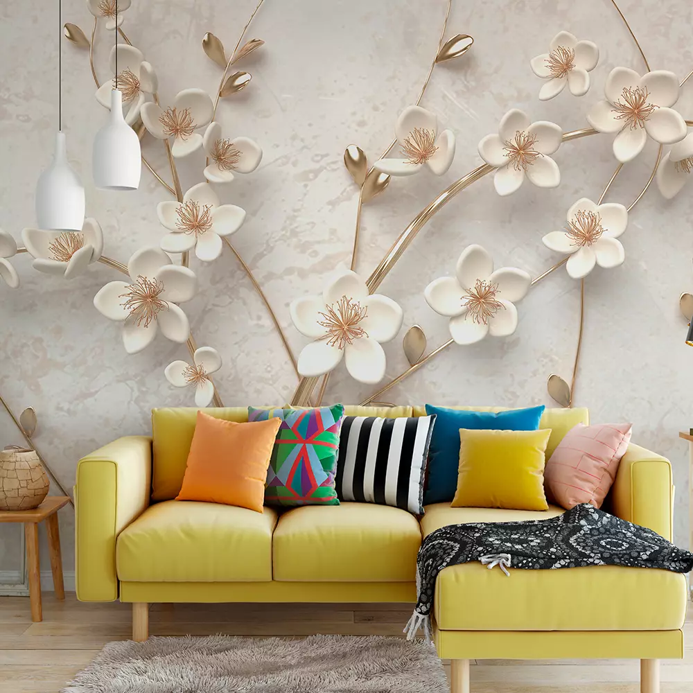 3d wallpaper of beautiful flower with golden