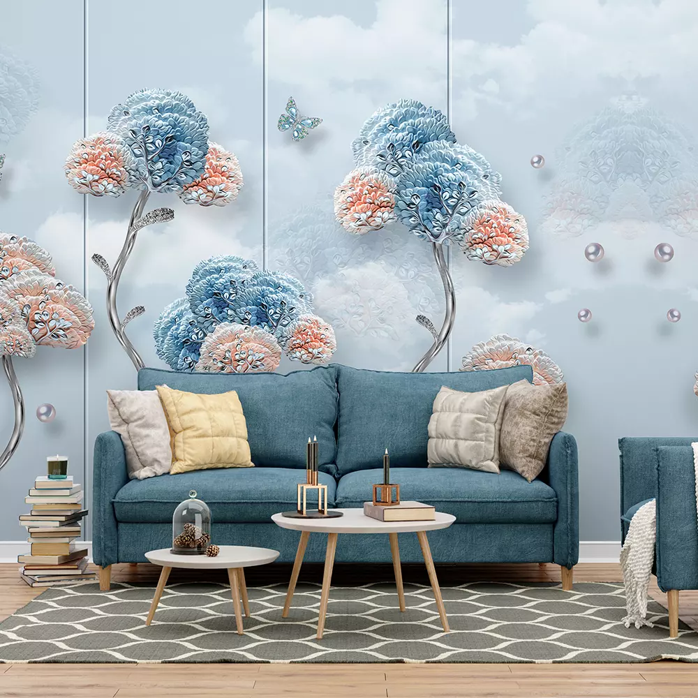 3d wallpaper of pink and blue