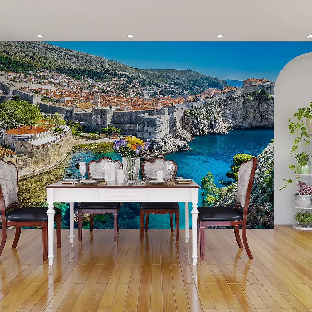 Aerial panoramic view at famous european travel destination Dubrovnik cityscape