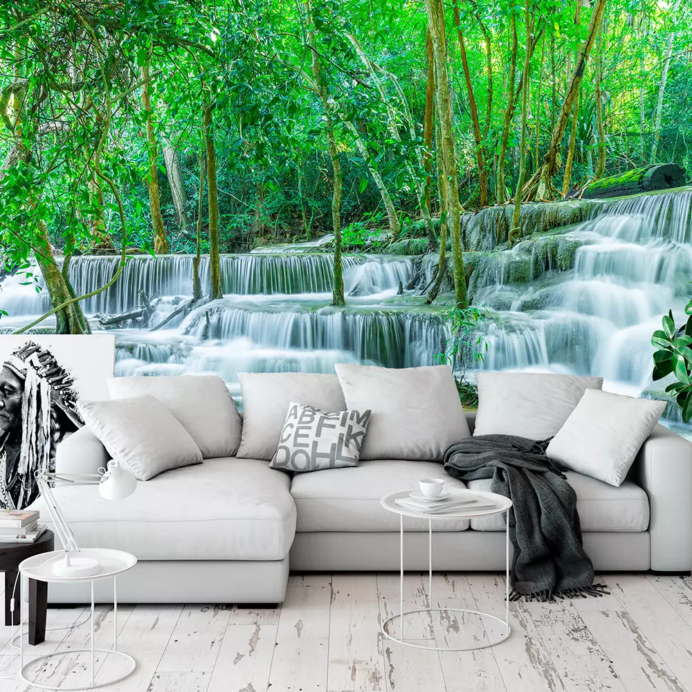Beautiful Huay Mae Kamin Waterfall at Kanchanaburi in Thailand