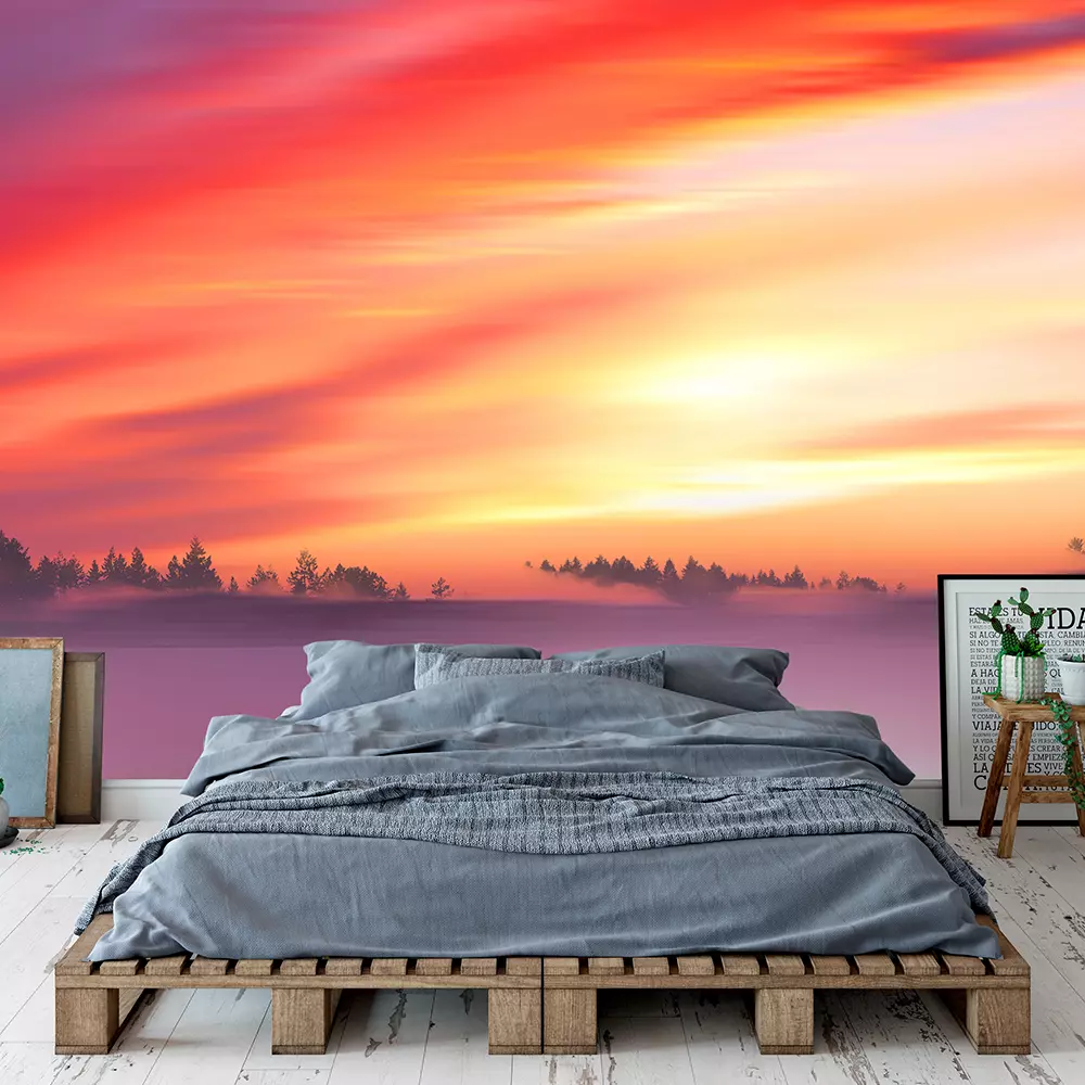 Landscape with sunset