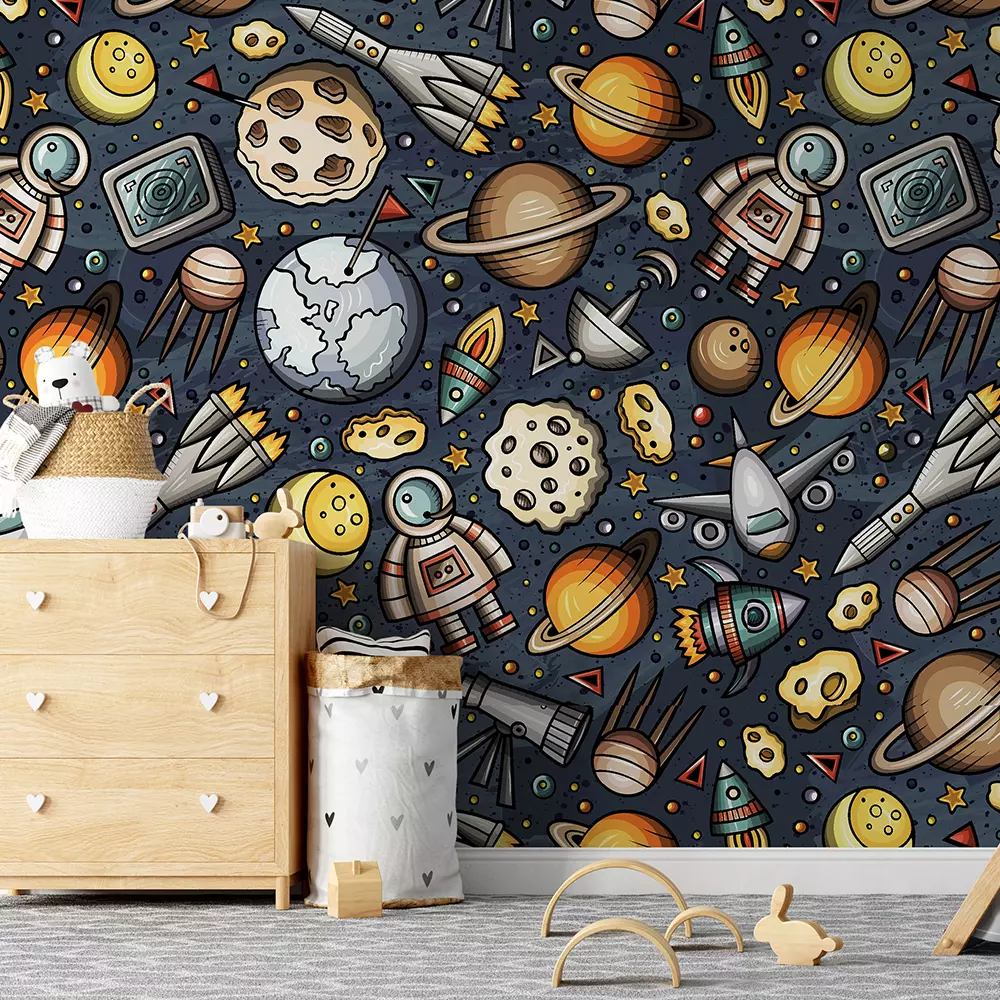 Cartoon Hand-drawn Space Planets With Lots – Merawalaprint - Space 