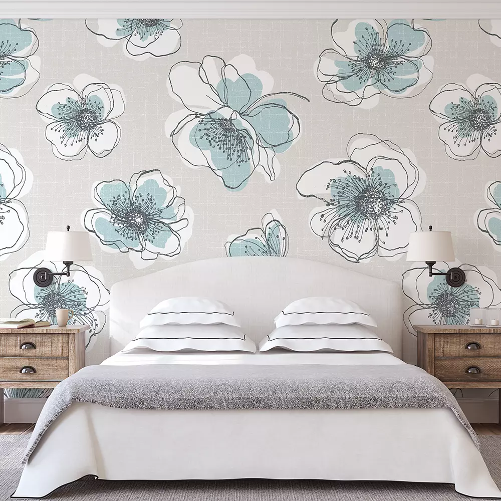 Classical style of pastel floral pattern on grey fabric seamless background.