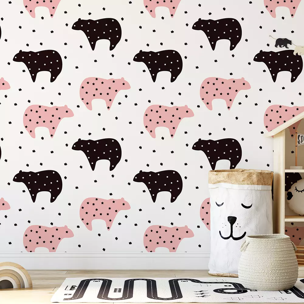 Cute big abstract bear with stars