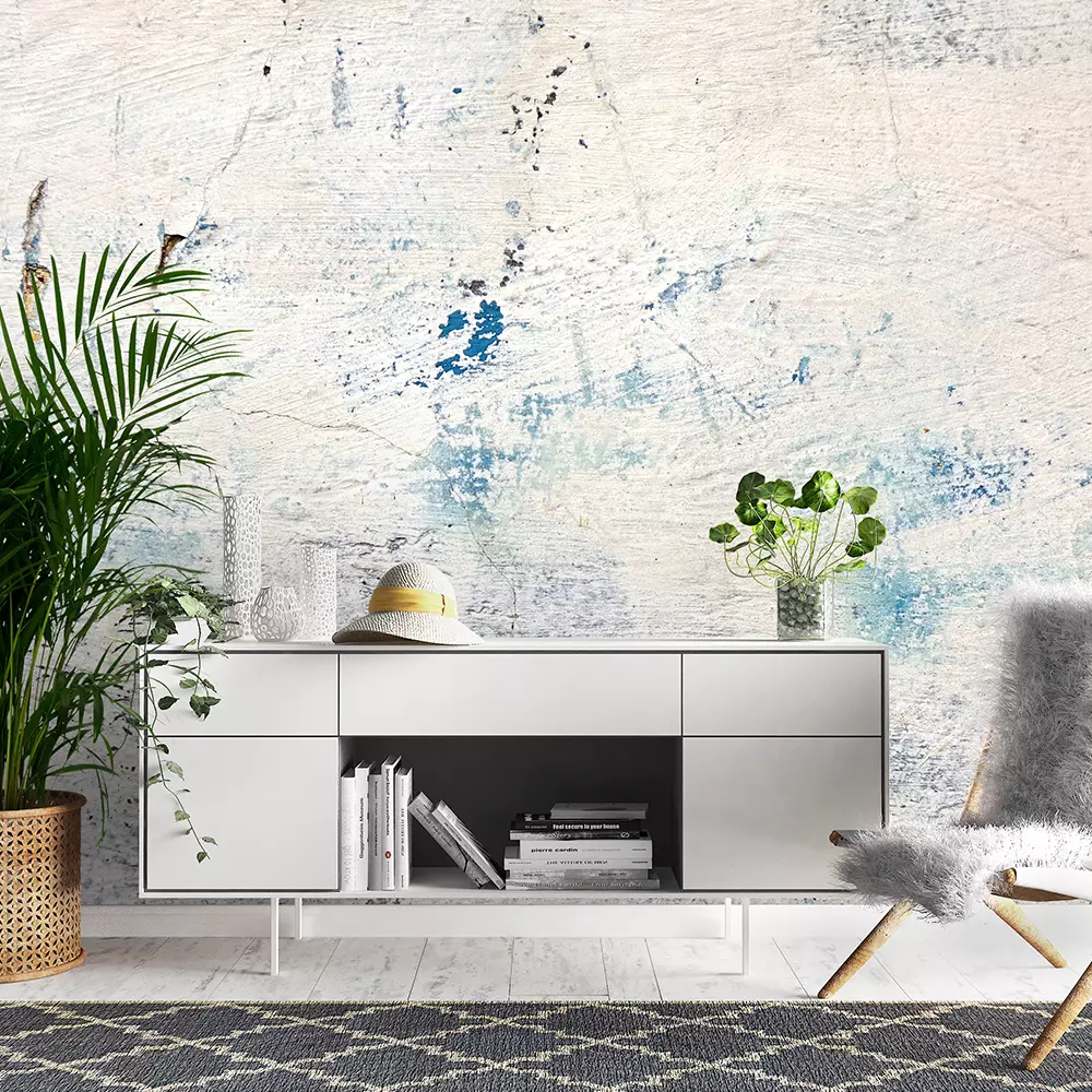 Dark Plaster Wall With Dirty White Black Scratched Horizontal Background
