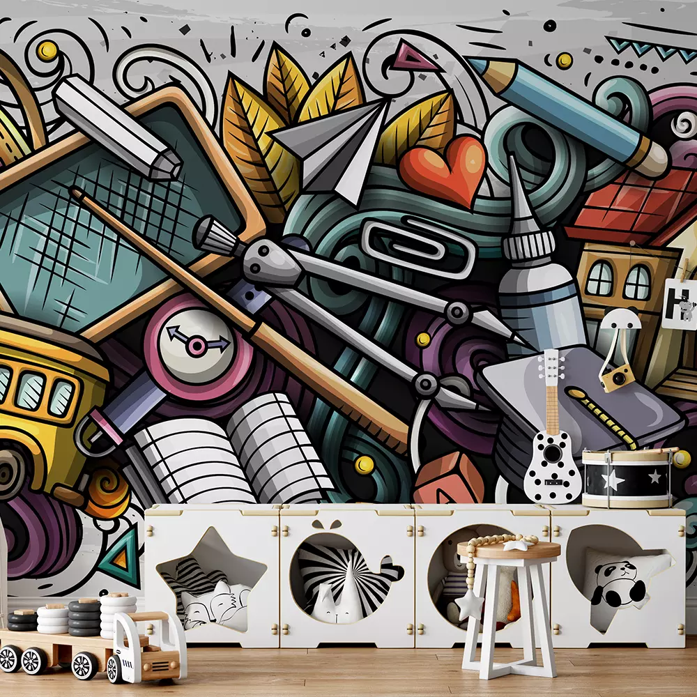 Day of knowledge hand drawn doodle art background