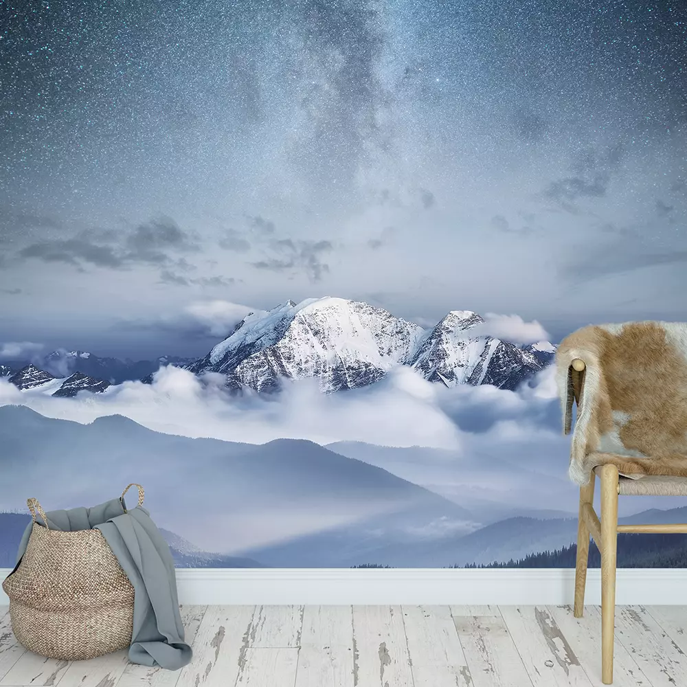 Mountain in the winter at the night time Natural landscape in the winter time