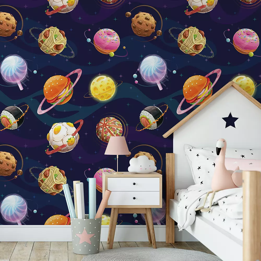 Seamless pattern with cartoon fantasy food