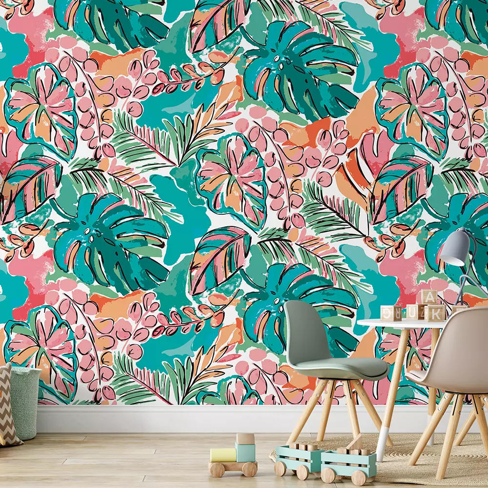 Summer floral pattern looking like unfinished watercolors