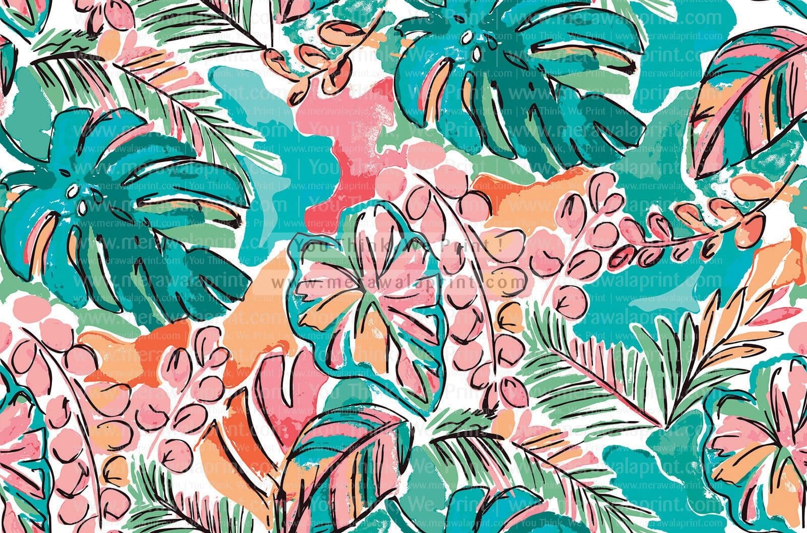 Summer floral pattern looking like unfinished watercolors, perfect for textiles and decoration Wallpaper