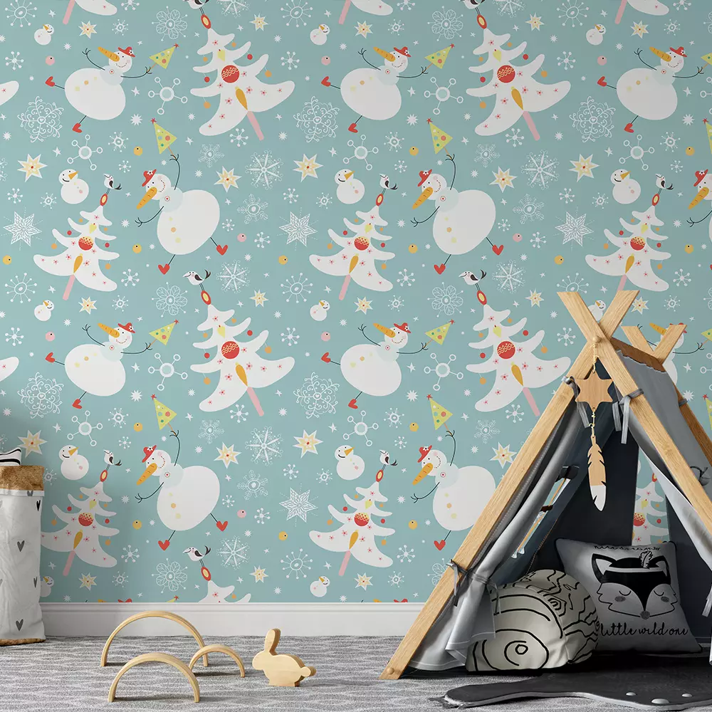The texture of the snowmen and Christmas trees